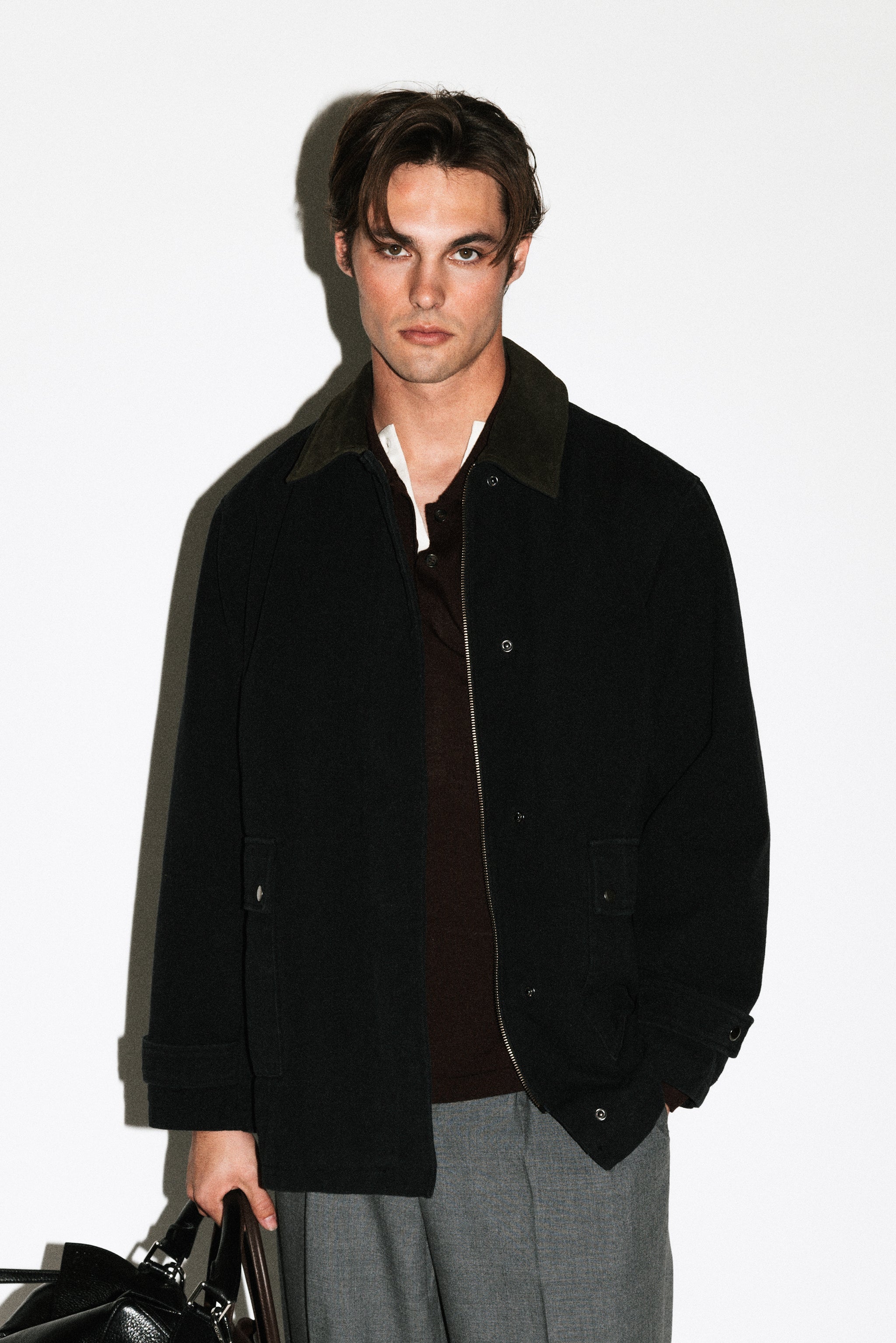 Brentwood Suede Collar Barn Jacket | Black – California Arts Brentwood Suede Collar Barn Jacket | Black – California Arts