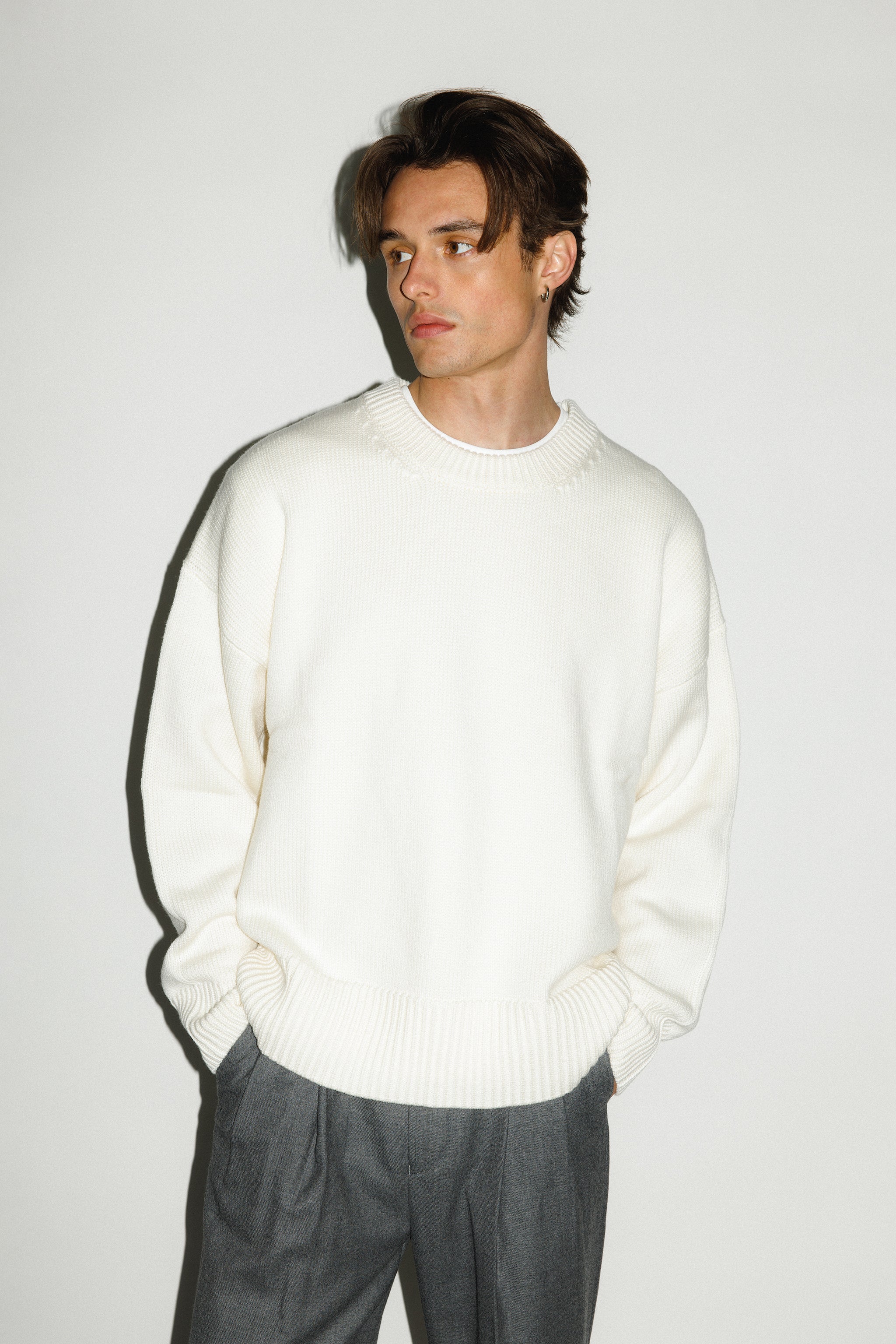Palos Oversized Crew-Neck Sweater Ivory - Main Image