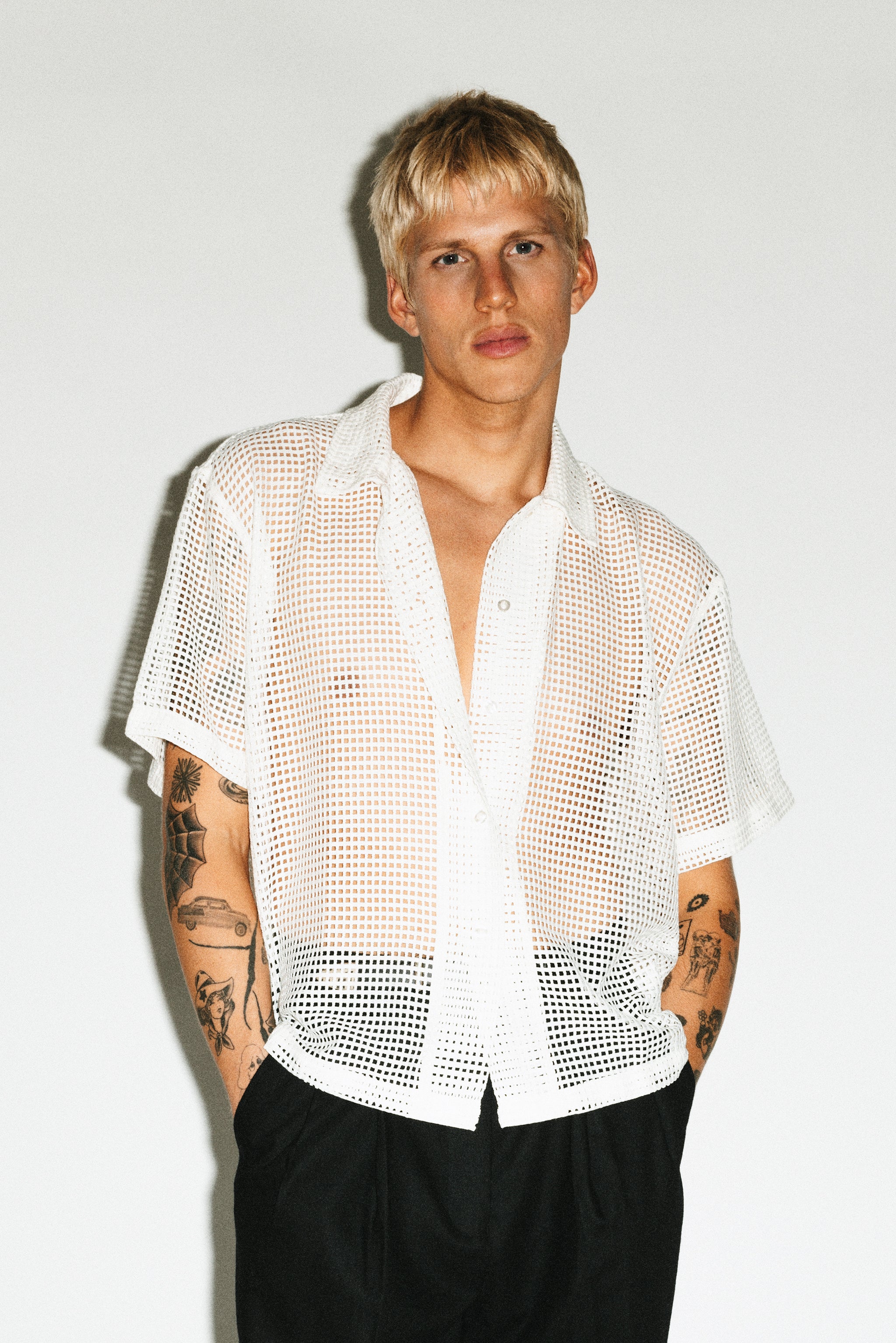 SYUMAN 24SS Crochet Short Sleeve Shirt ⁡ Mauritius Crochet Relaxed Fit Short Sleeve Shirt – Eight-X