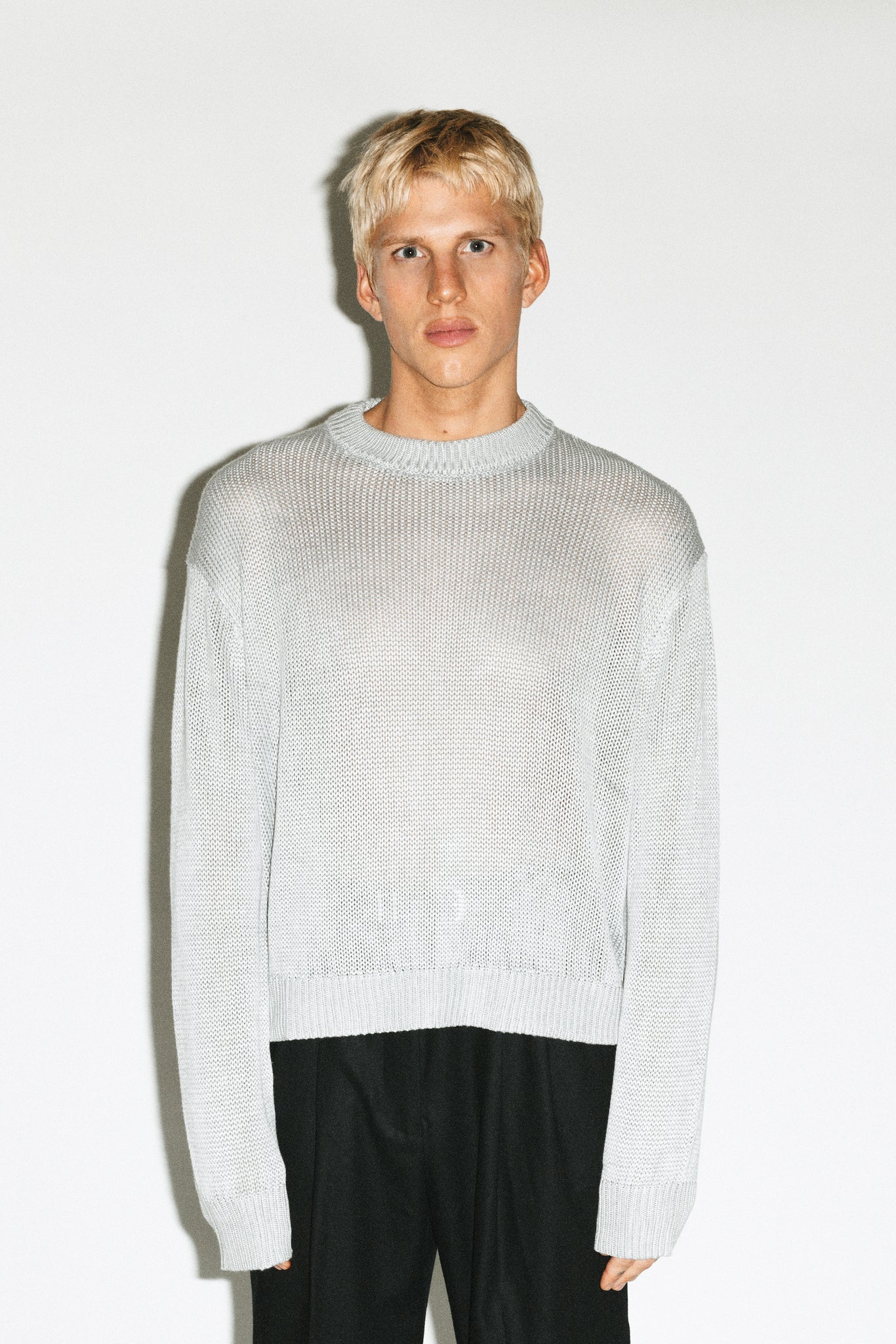 Vicente Open-Weave Sweater  |  Grey Melange