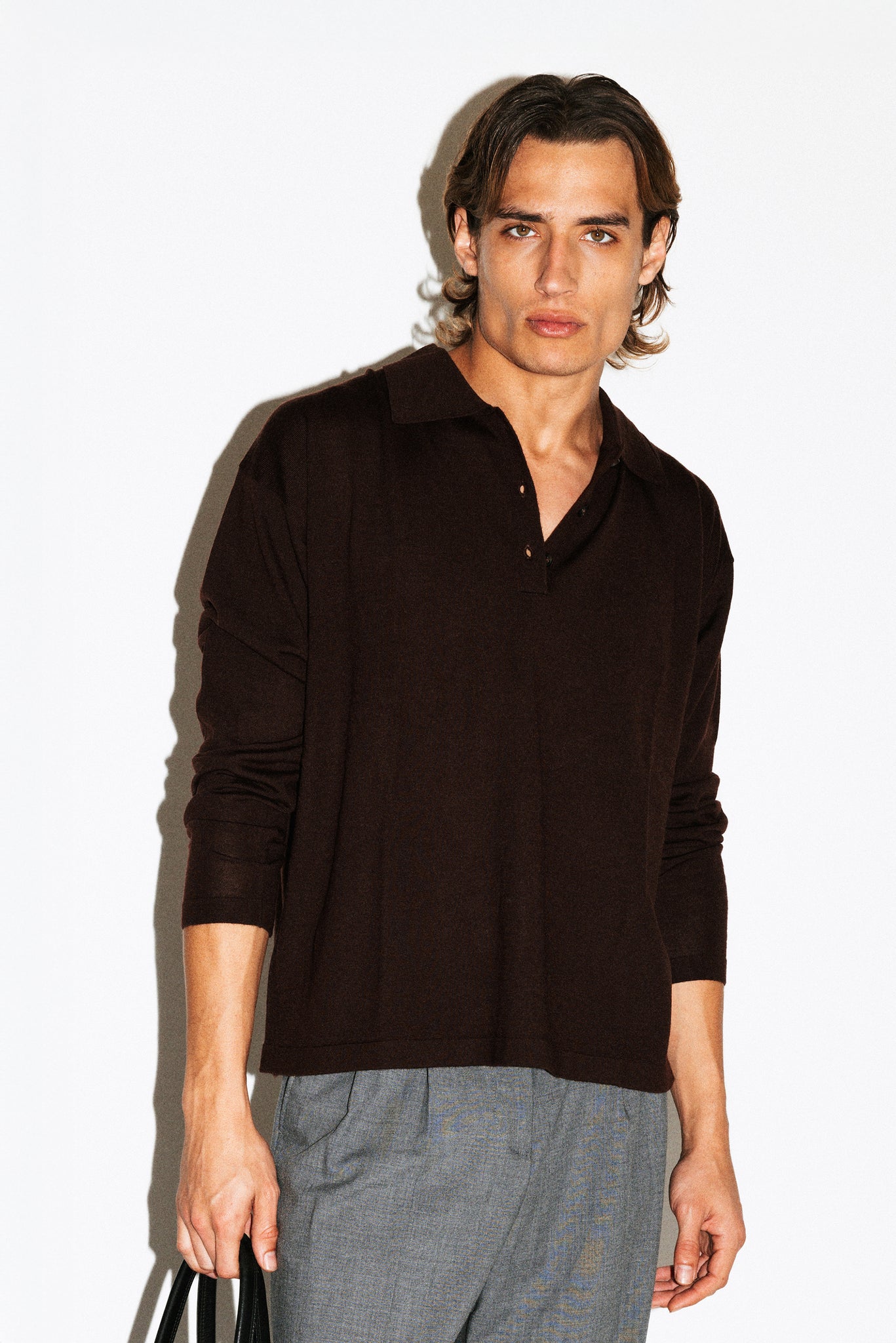 Lakeview Long Sleeve Merino Polo  |  Chocolate Brown