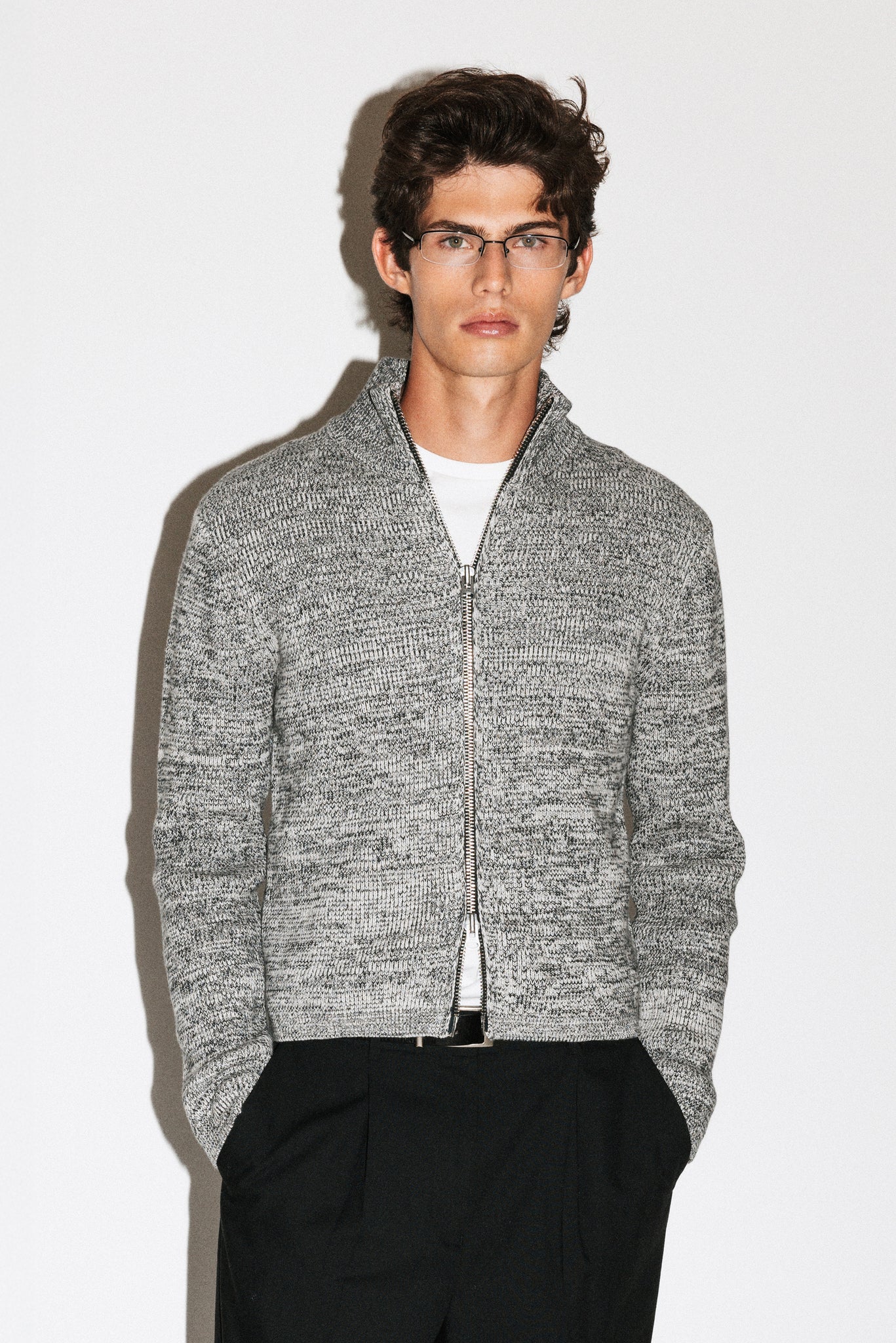 Silverado Slim Zip Cardigan  |  Salt & Pepper