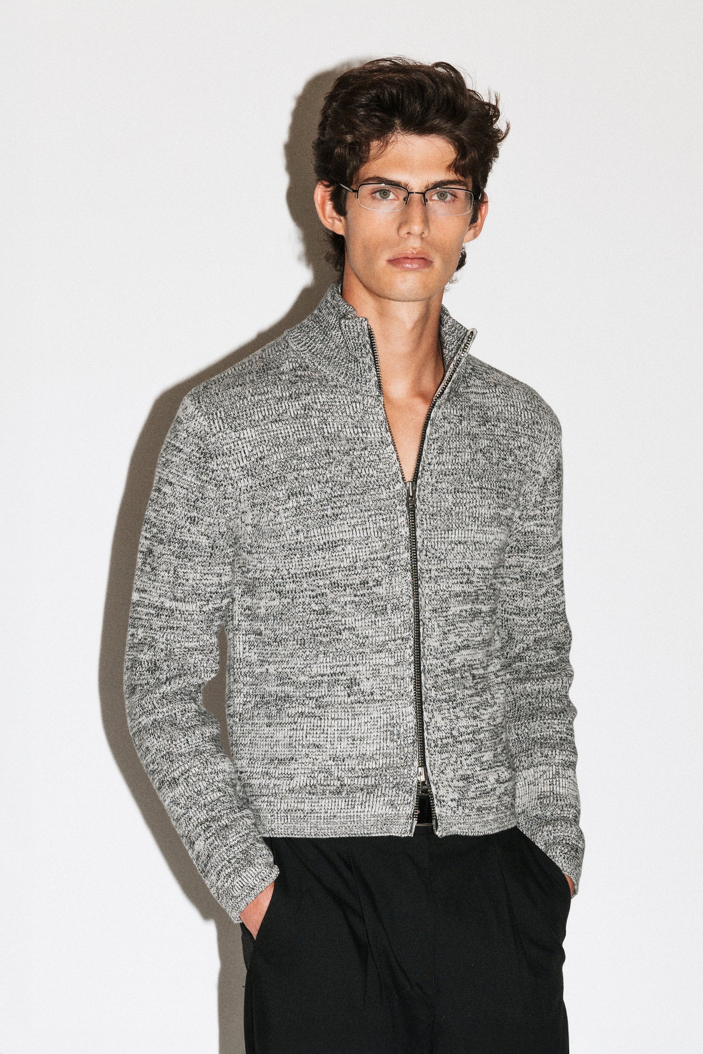 Silverado Slim Zip Cardigan  |  Salt & Pepper
