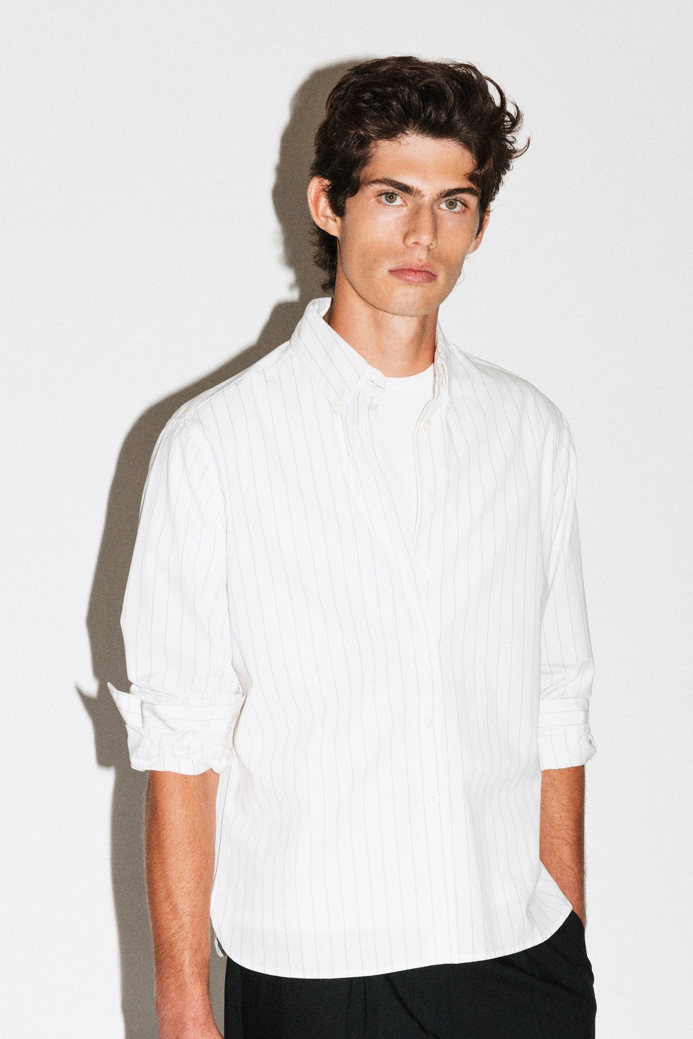 Rexford Classic Button Up Shirt  |  Brown Pinstripe