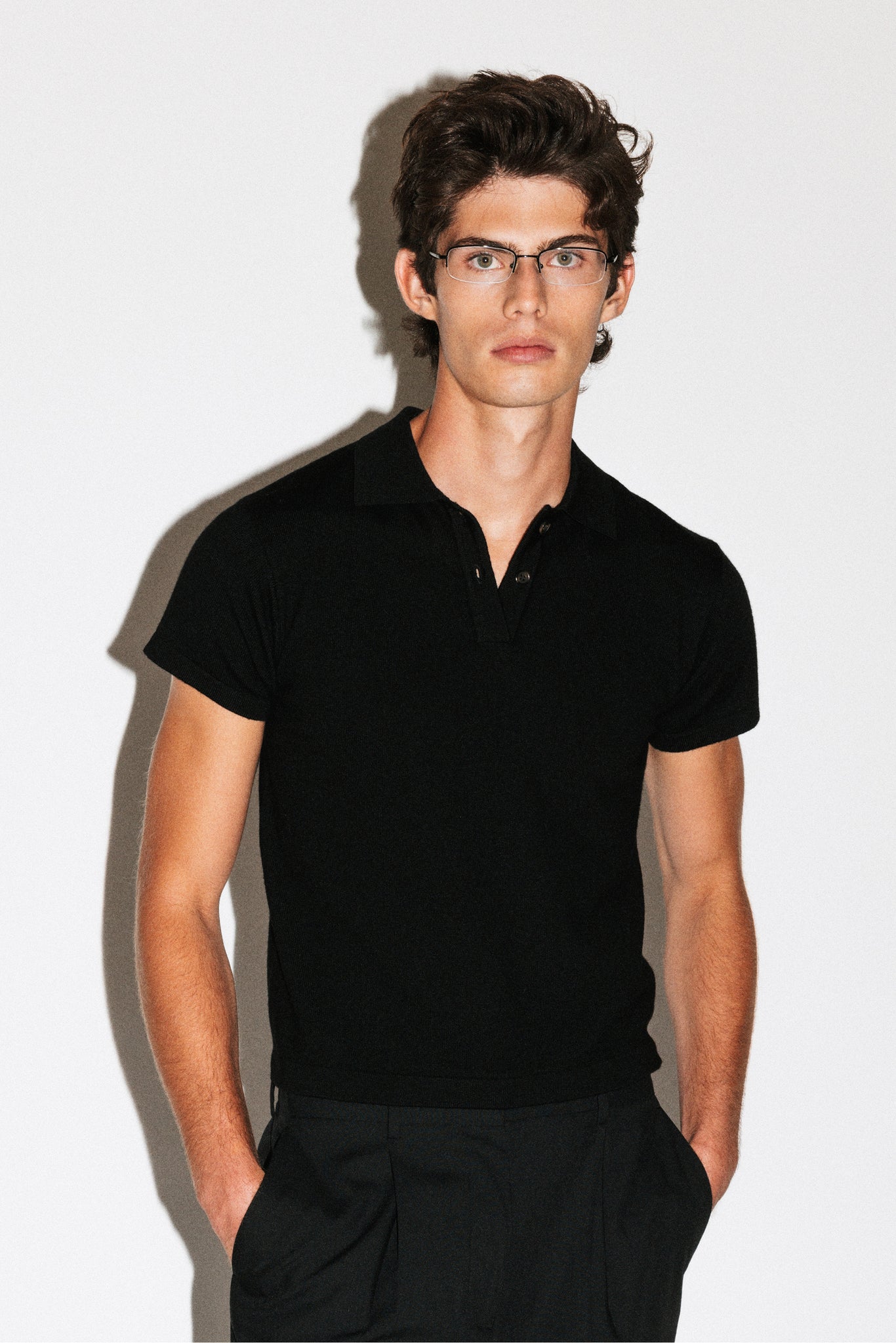 Hancock Mini Merino Polo  |  Black