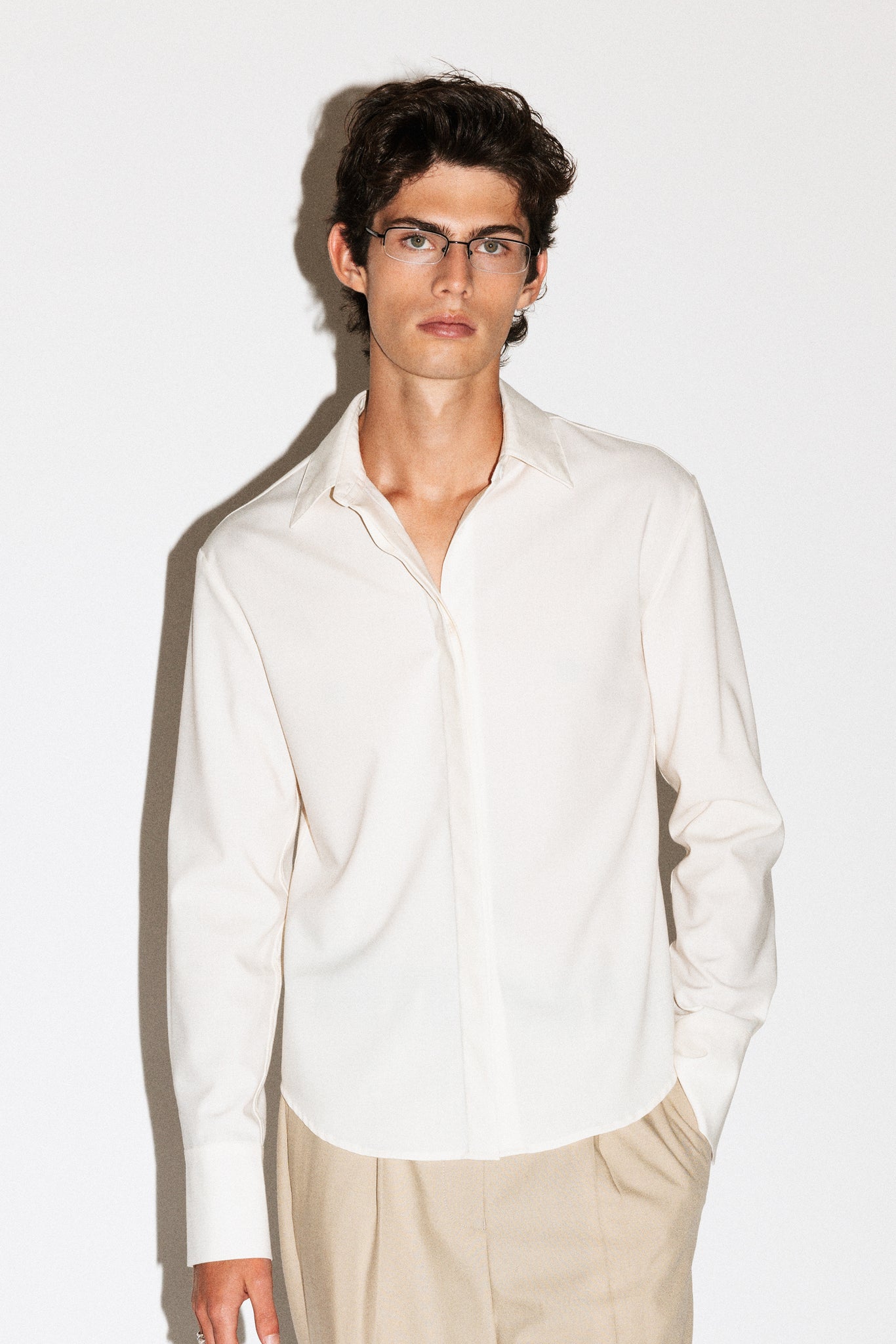 Glen Soft Wool Shirt  |  Ivory