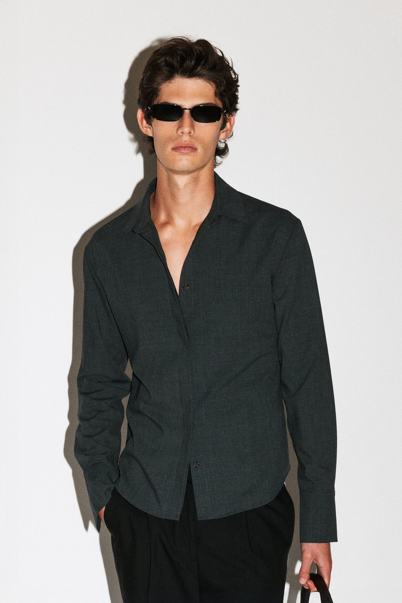 Glen Soft Wool Shirt  |  Charcoal