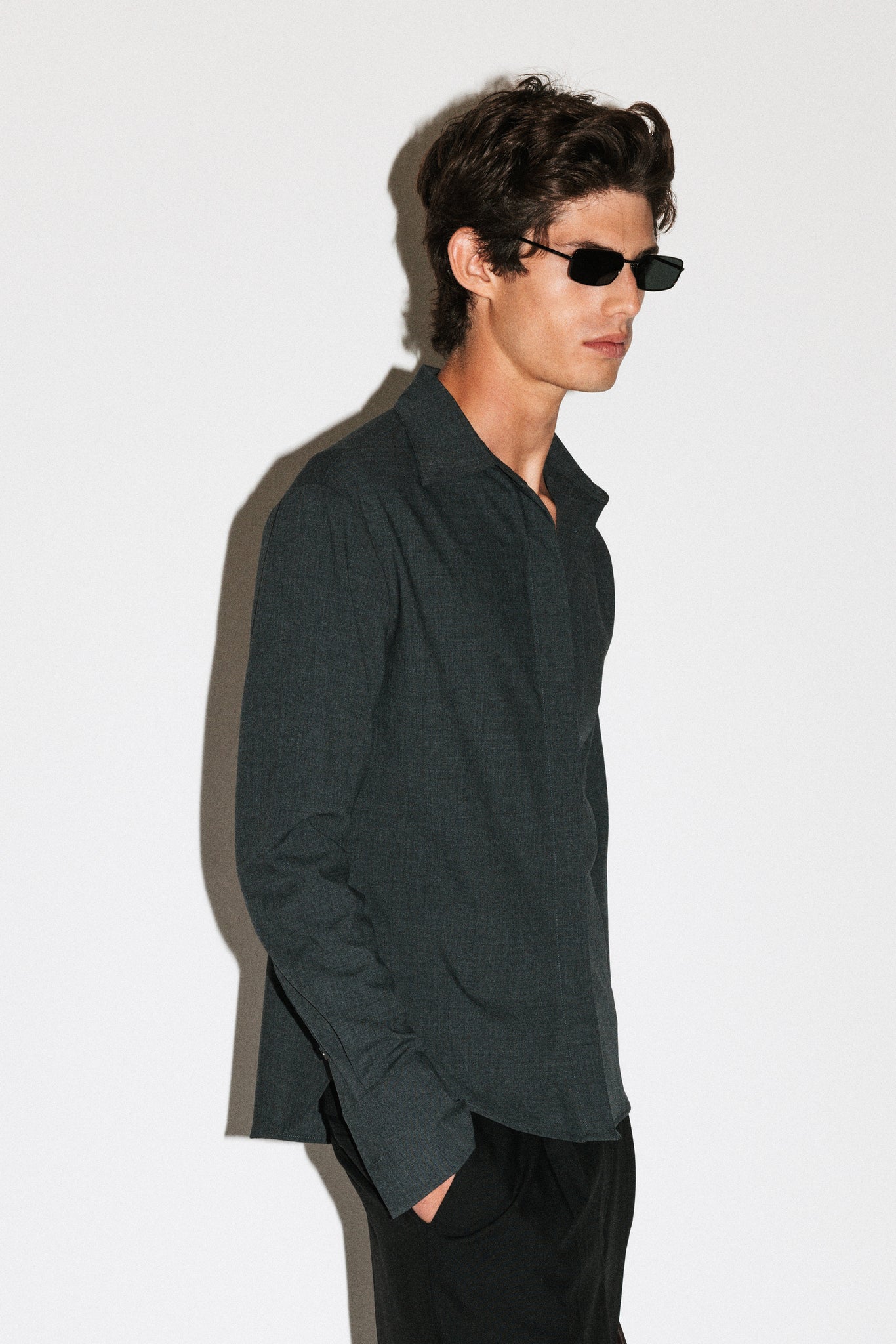 Glen Soft Wool Shirt  |  Charcoal