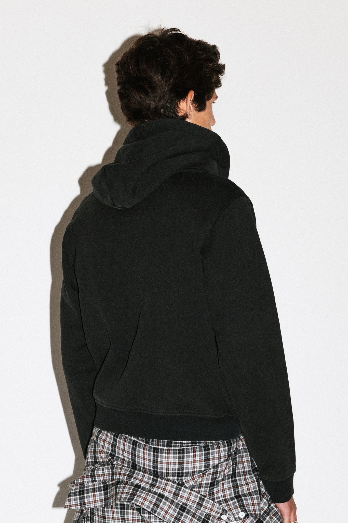 Douglas Shrunken Zip Hoodie  |  Washed Black