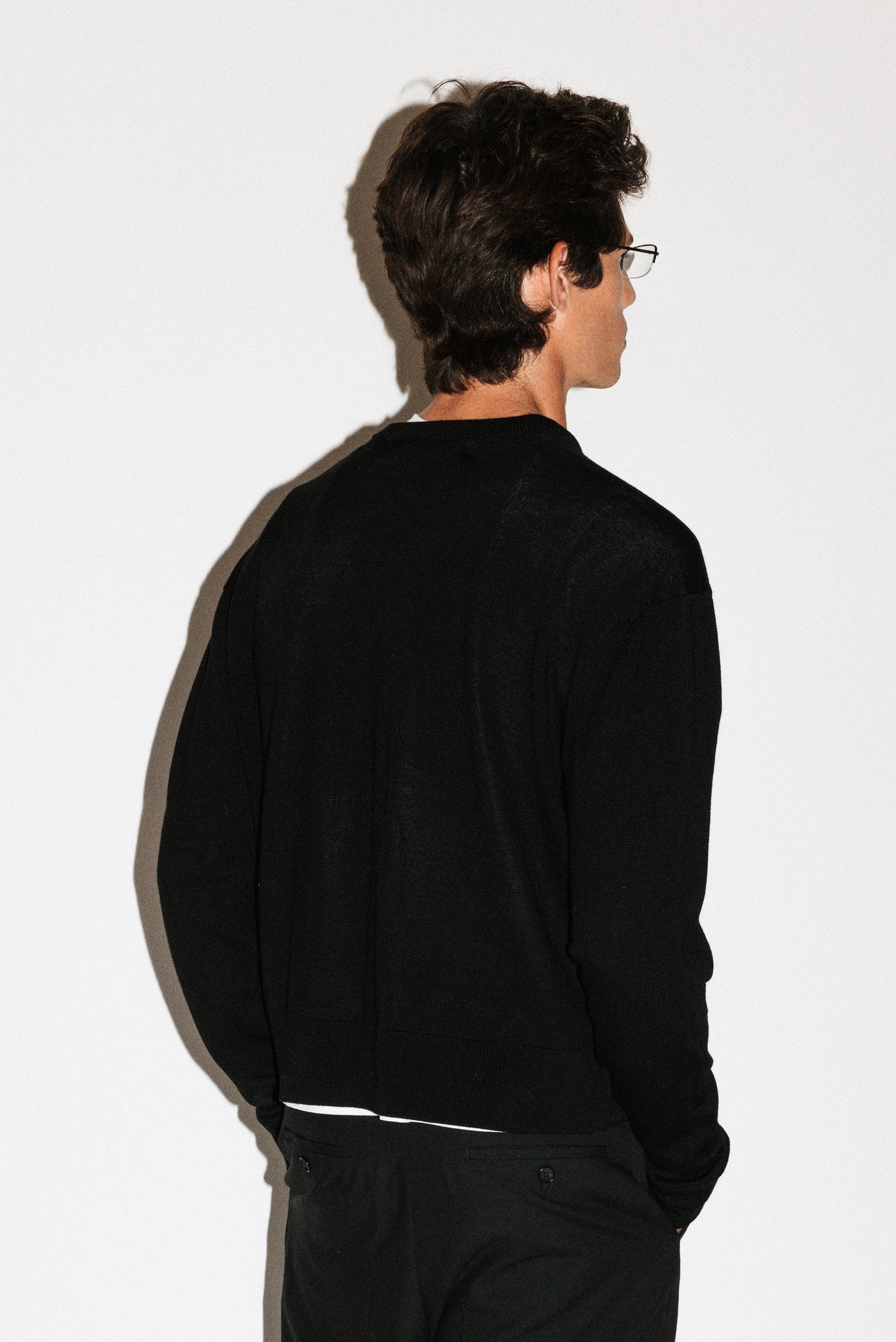 Clinton Low V-Neck Merino Sweater  |  Black