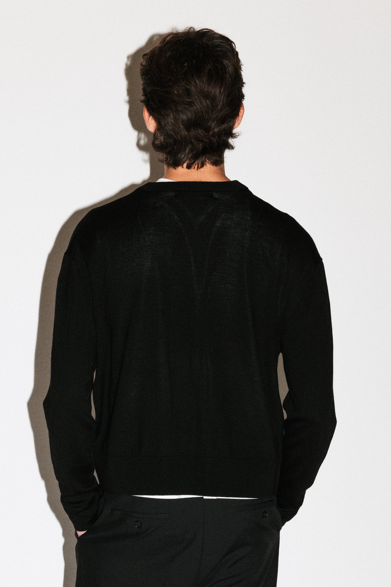 Clinton Low V-Neck Merino Sweater  |  Black