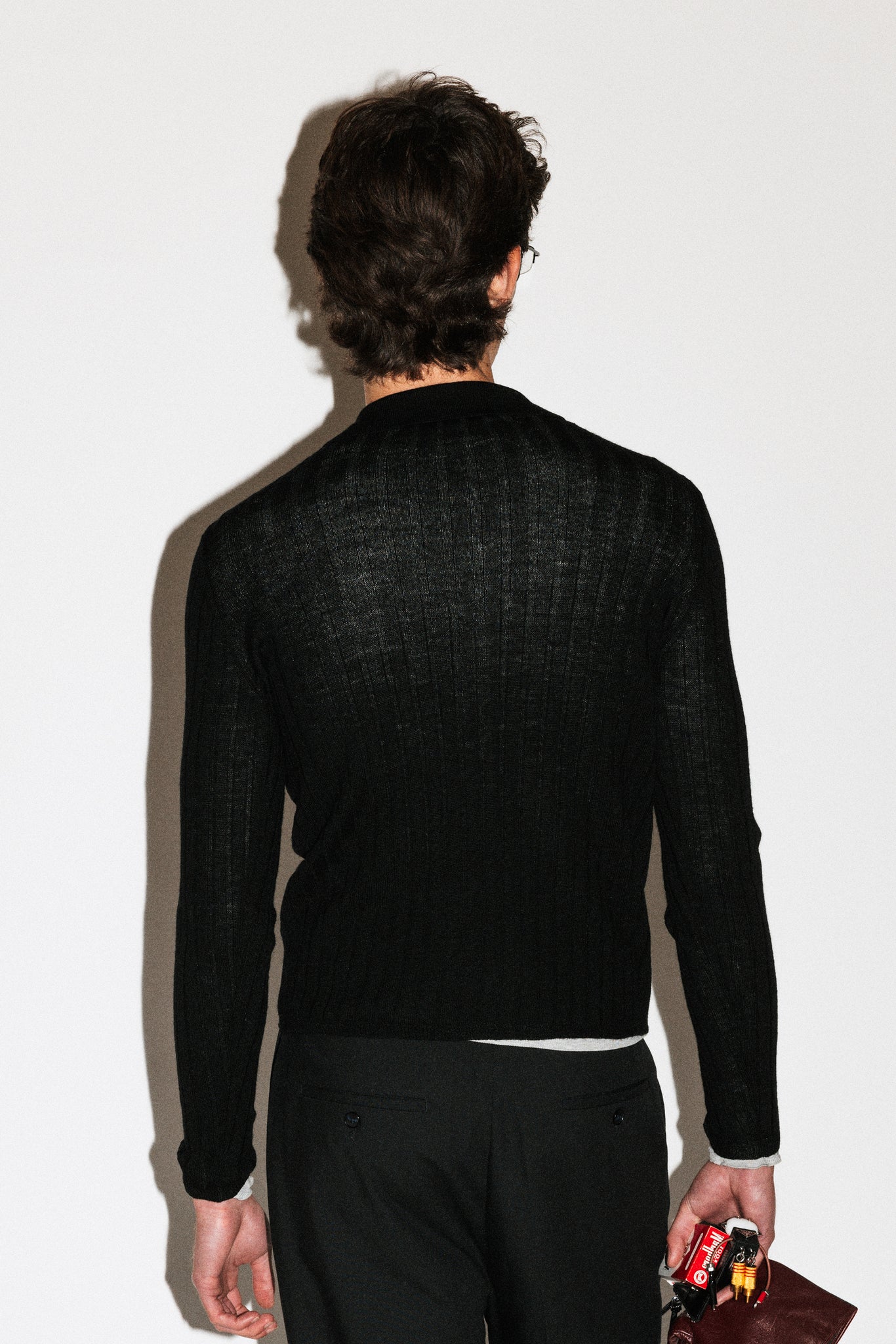 Harland Ribbed Knit Polo  |  Black