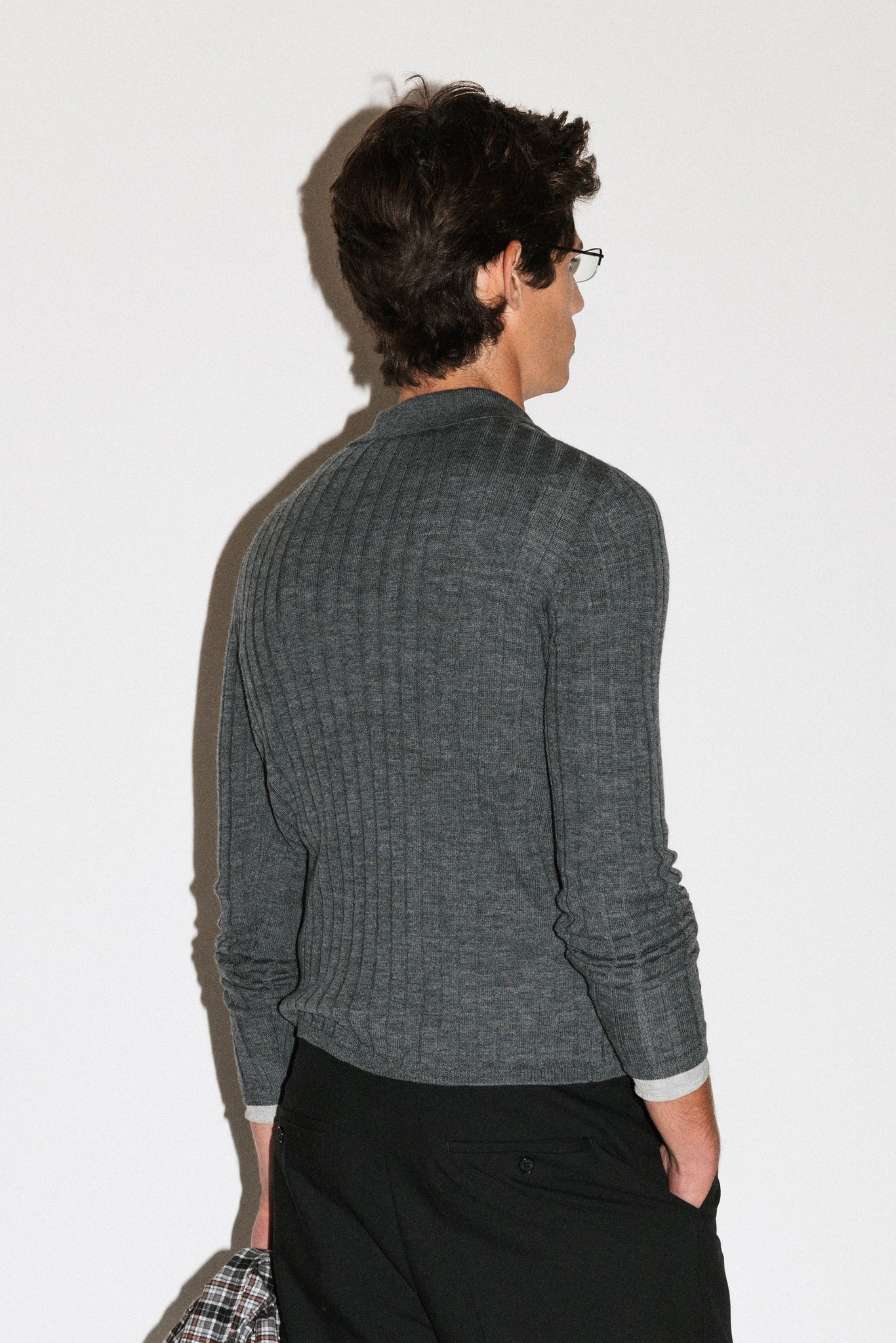 Harland Ribbed Knit Polo  |  Grey Melange
