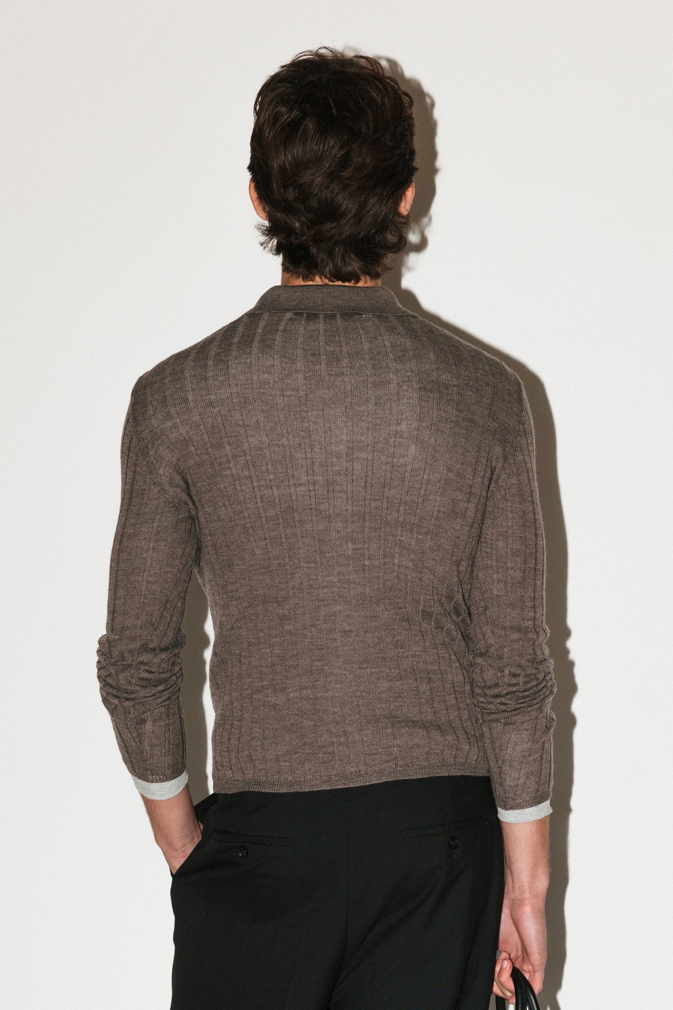 Harland Ribbed Knit Polo  |  Taupe Melange