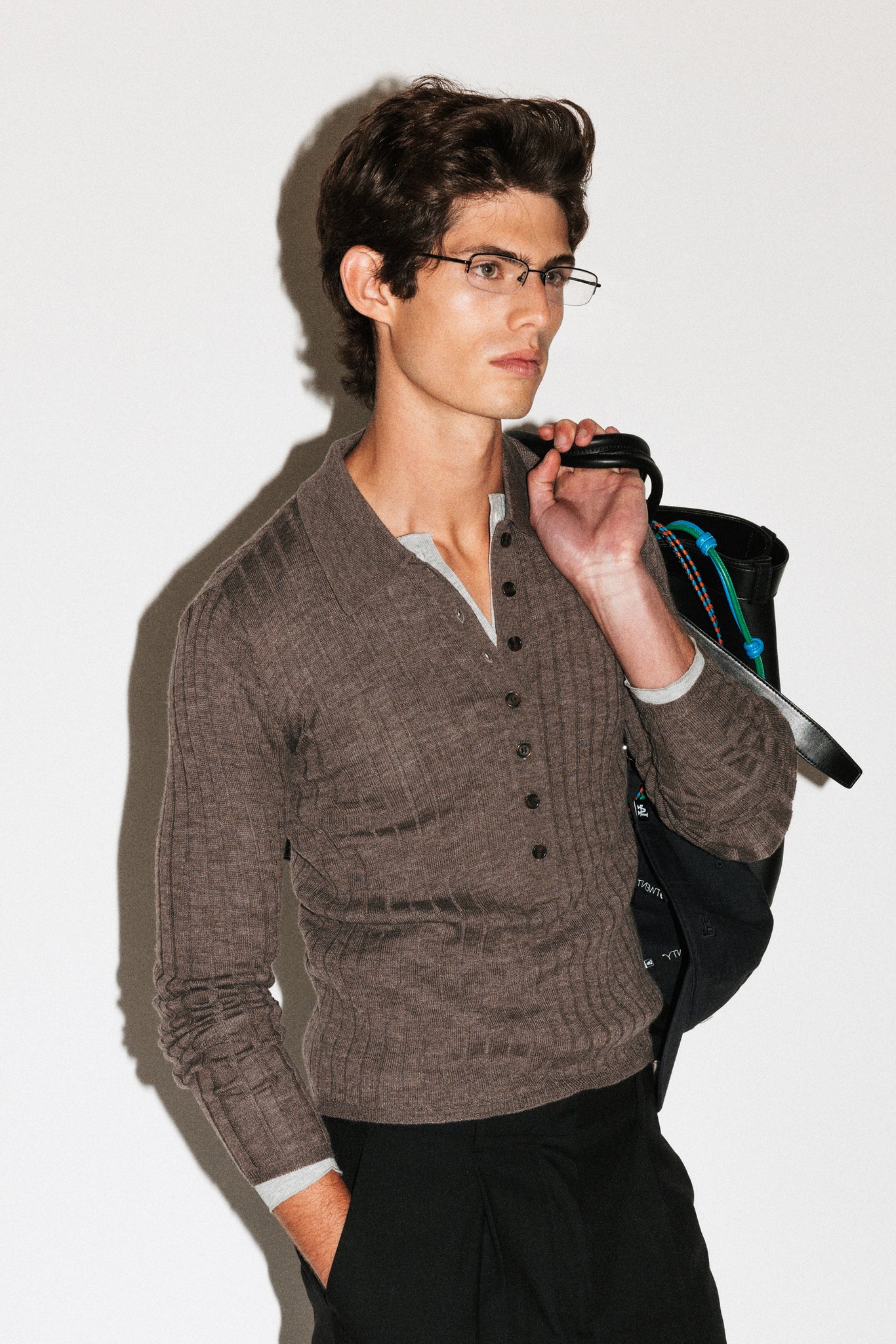 Harland Ribbed Knit Polo  |  Taupe Melange