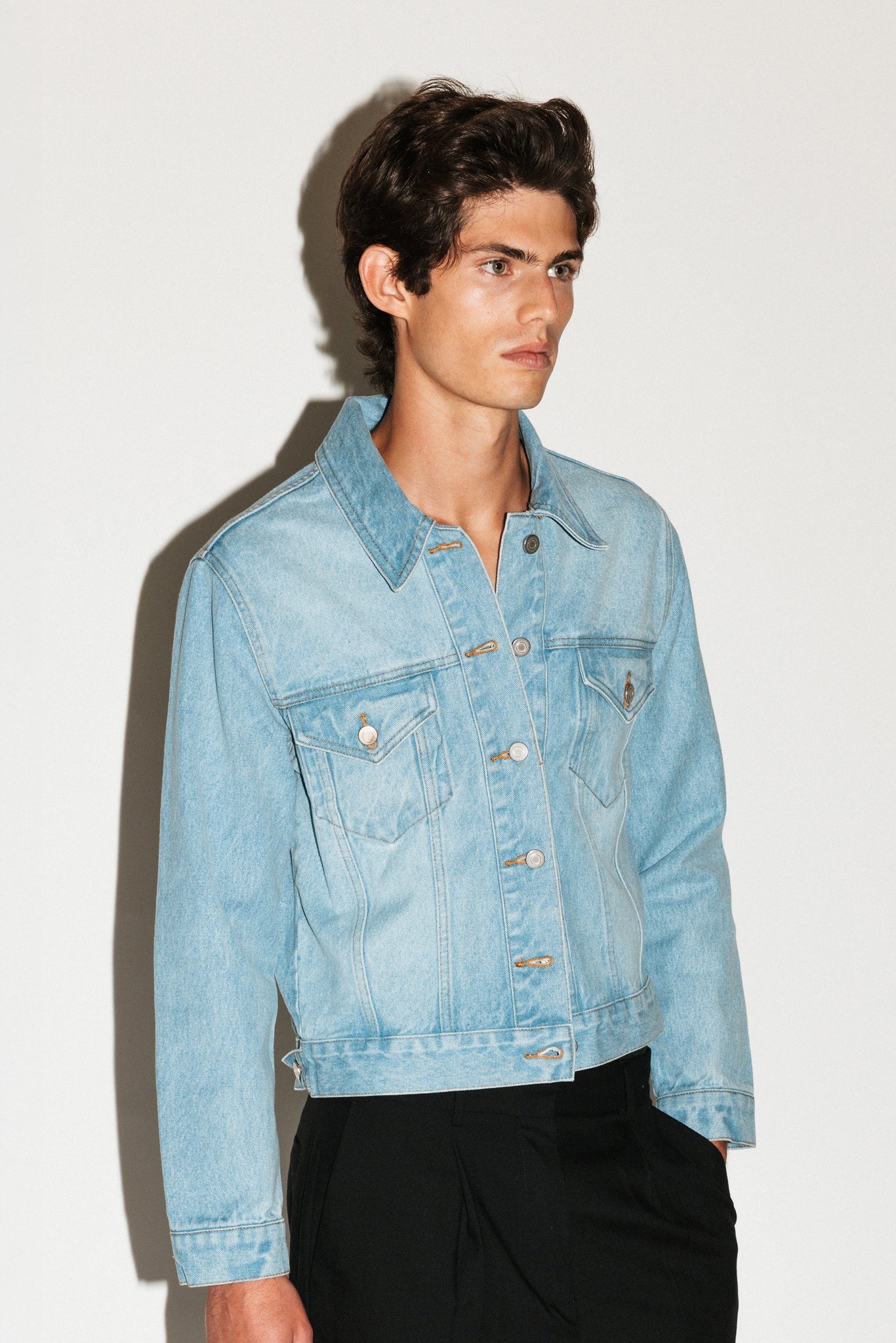 Runyon Fitted Western Denim Jacket  |  Ice Blue