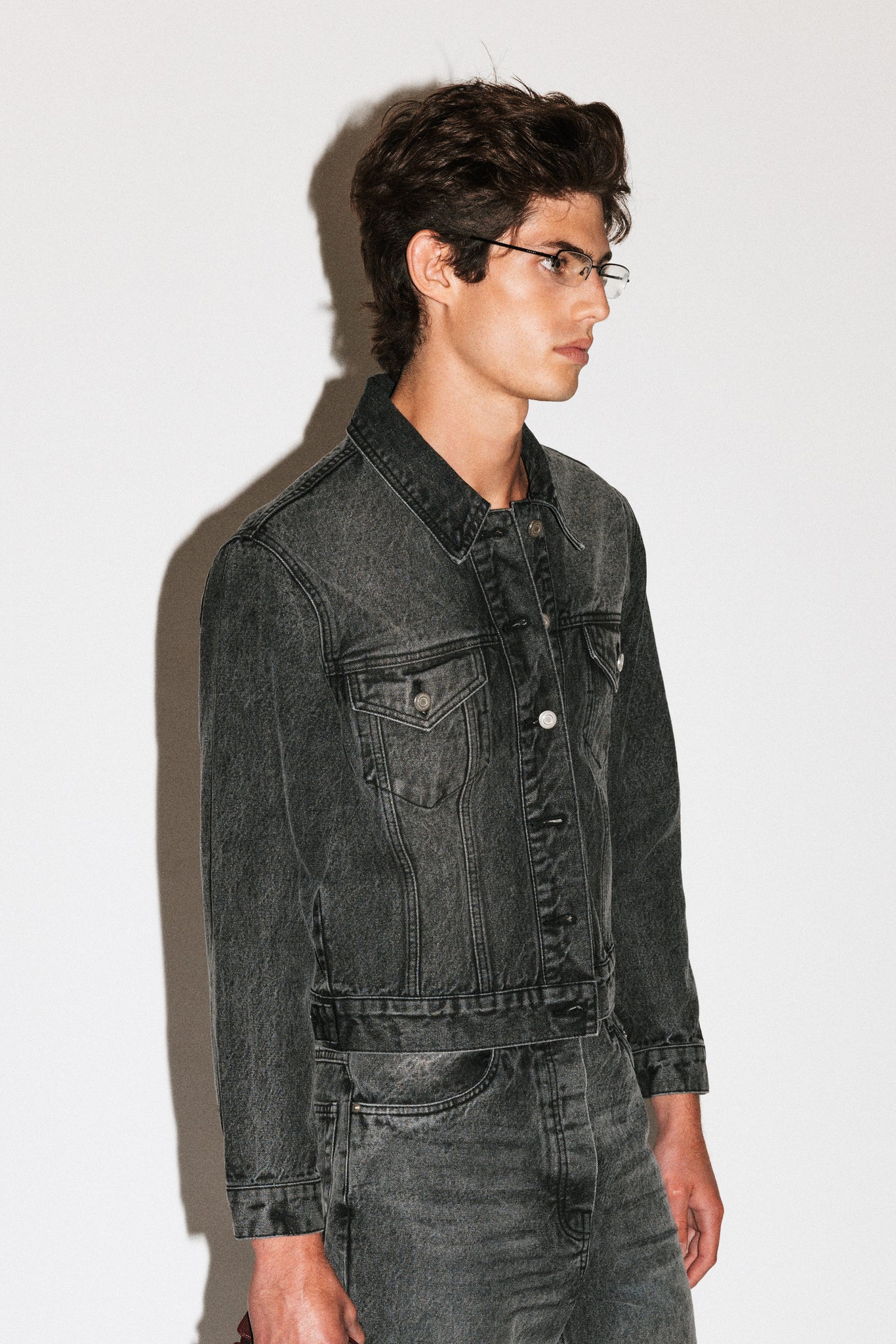 Runyon Fitted Western Denim Jacket  |  Grey Rinse