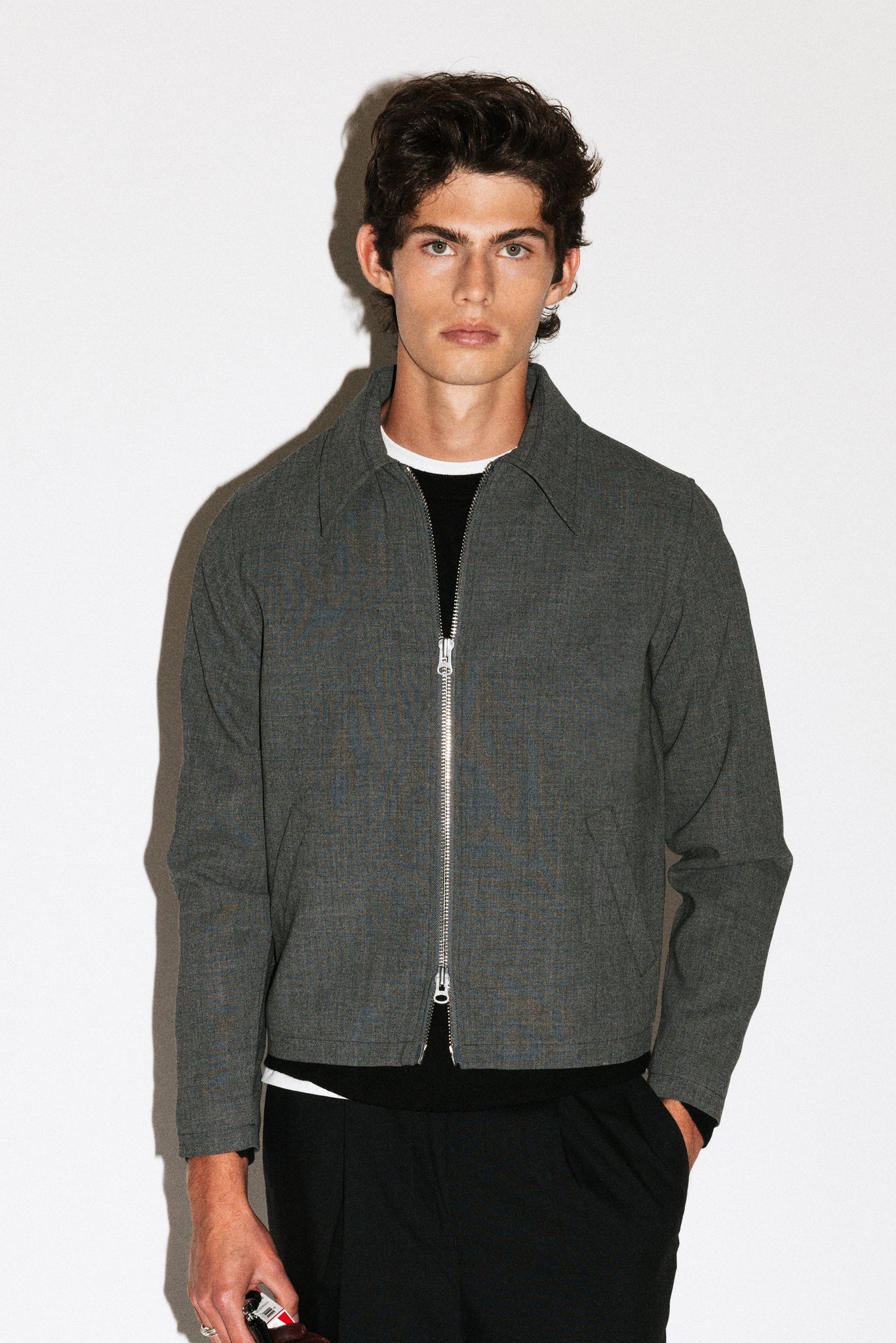 Hartford Soft Wool Blouson  |  Grey Melange