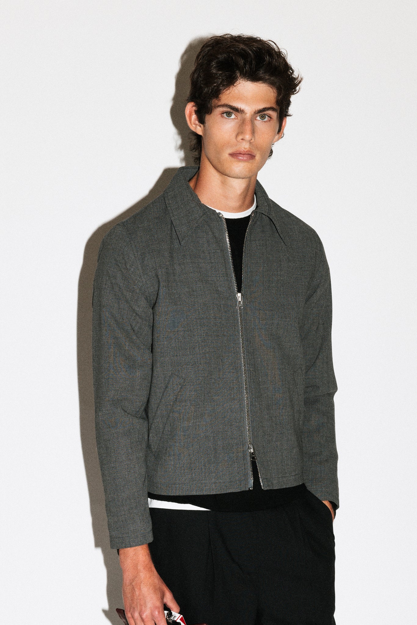 Hartford Soft Wool Blouson  |  Grey Melange