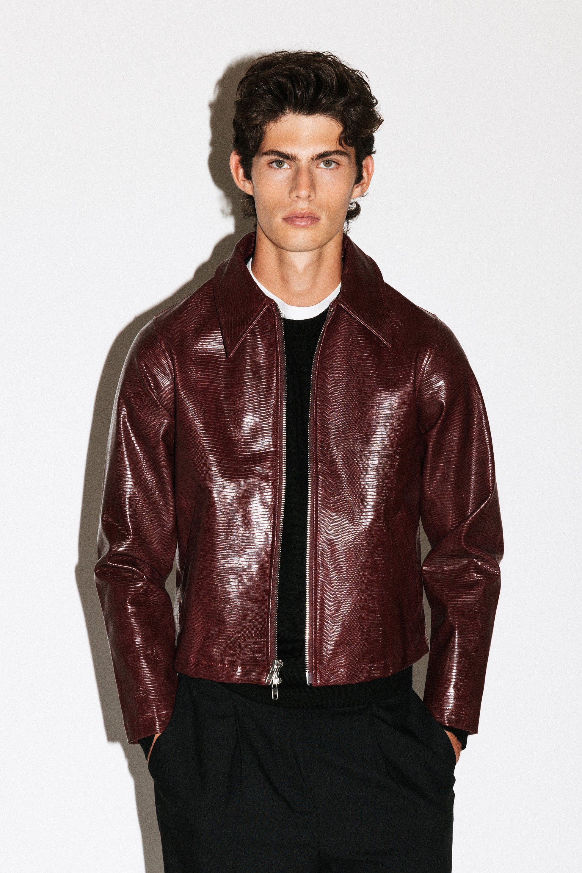 ジャケット・アウター California arts Leather Jacket | Cherry CALIFORNIA ARTS UNBOXING FAIRFAX VINYI BLOUSON JACKET IN CHERRY