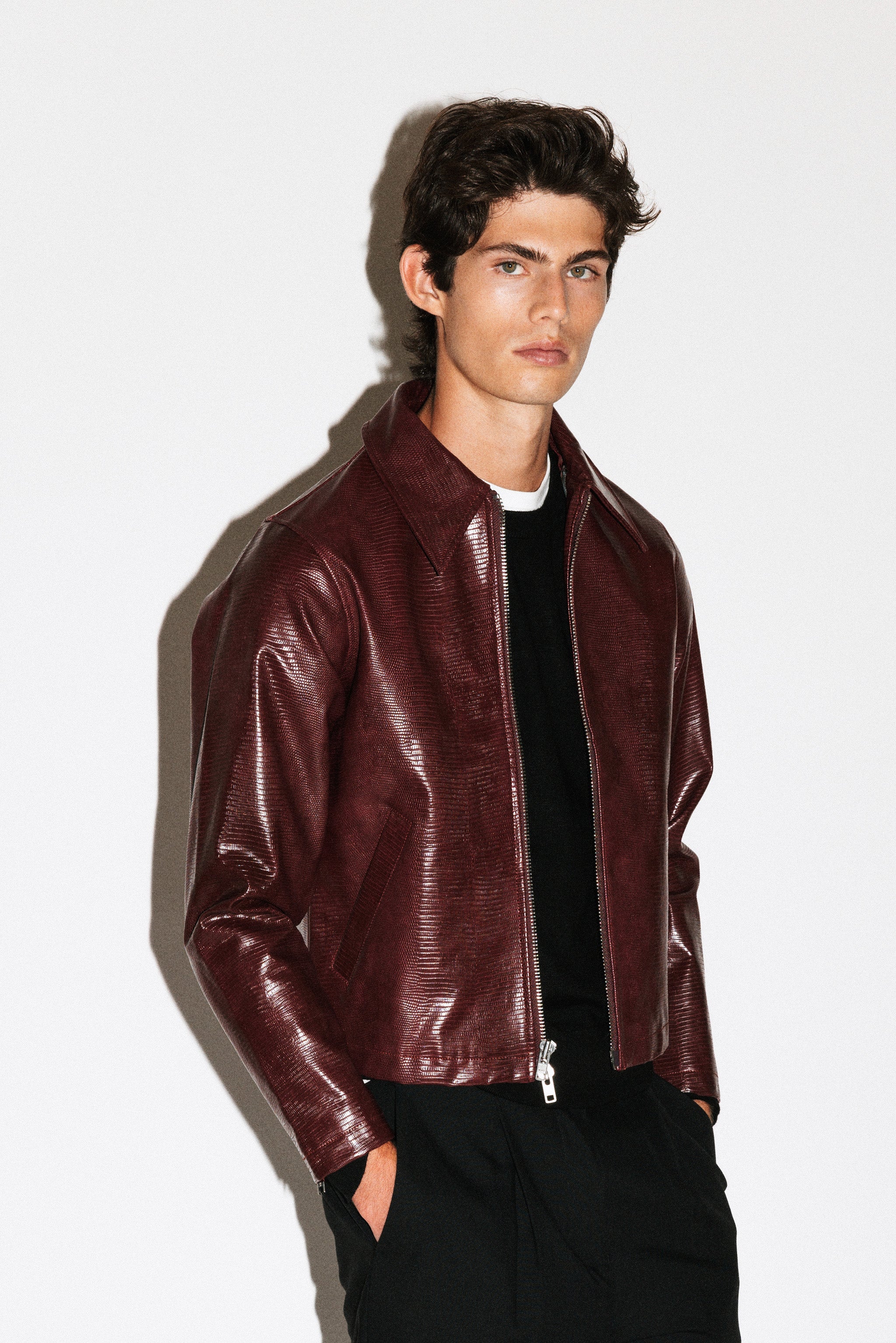 ジャケット・アウター archive single leather blouson Bordeaux V S P - May - Bordeaux Leather Jacket