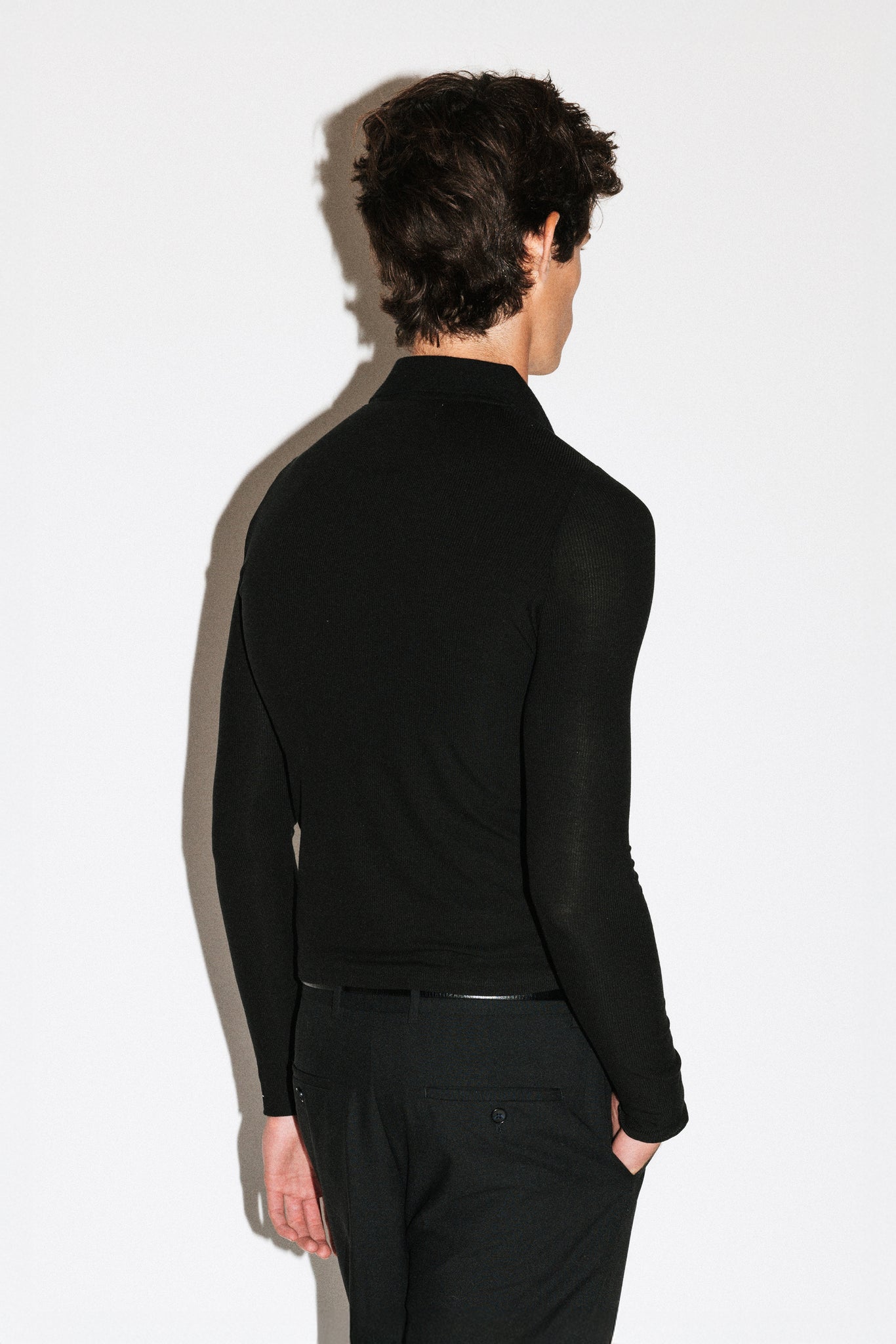 Willey Slim Silk Polo  |  Black