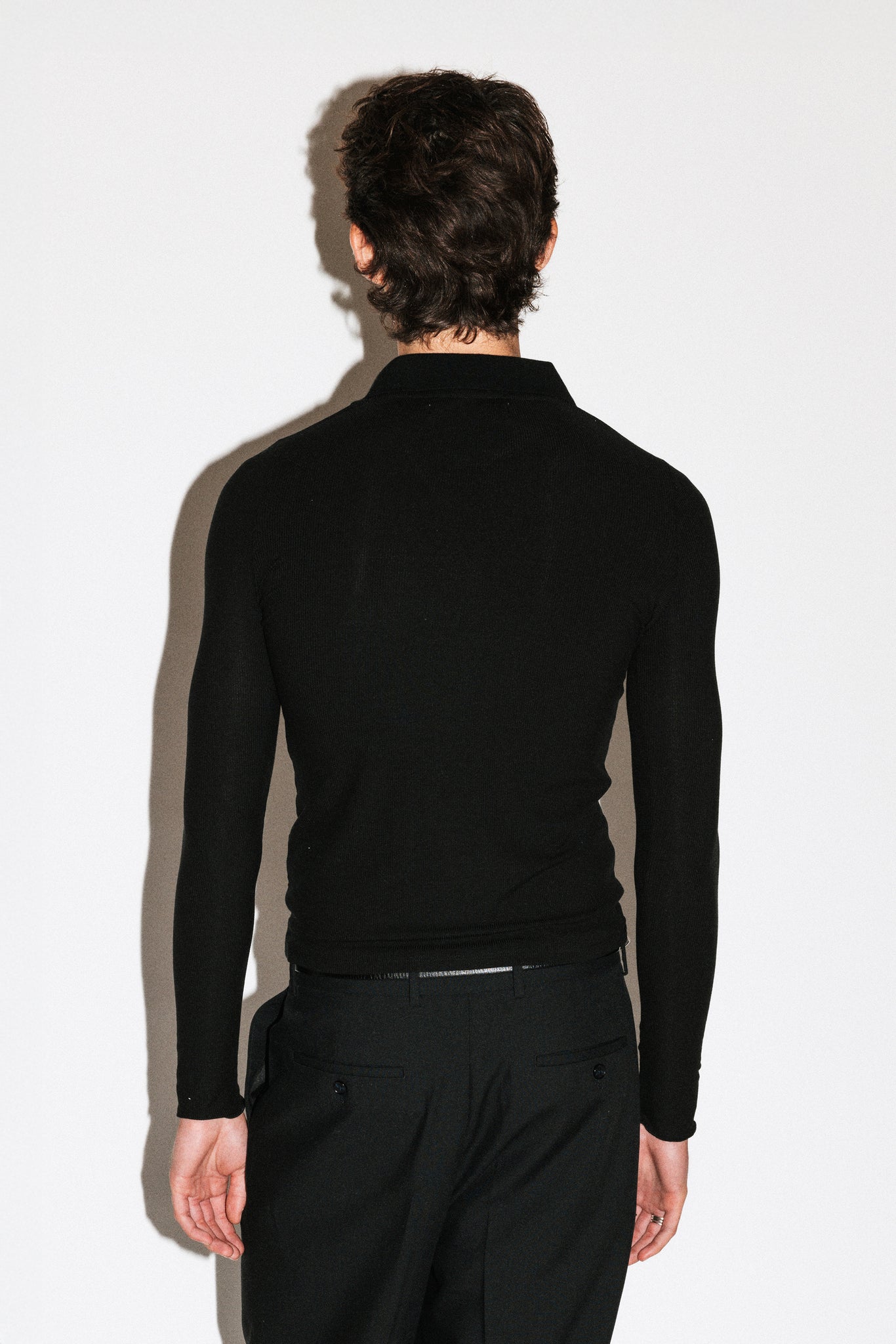 Willey Slim Silk Polo  |  Black