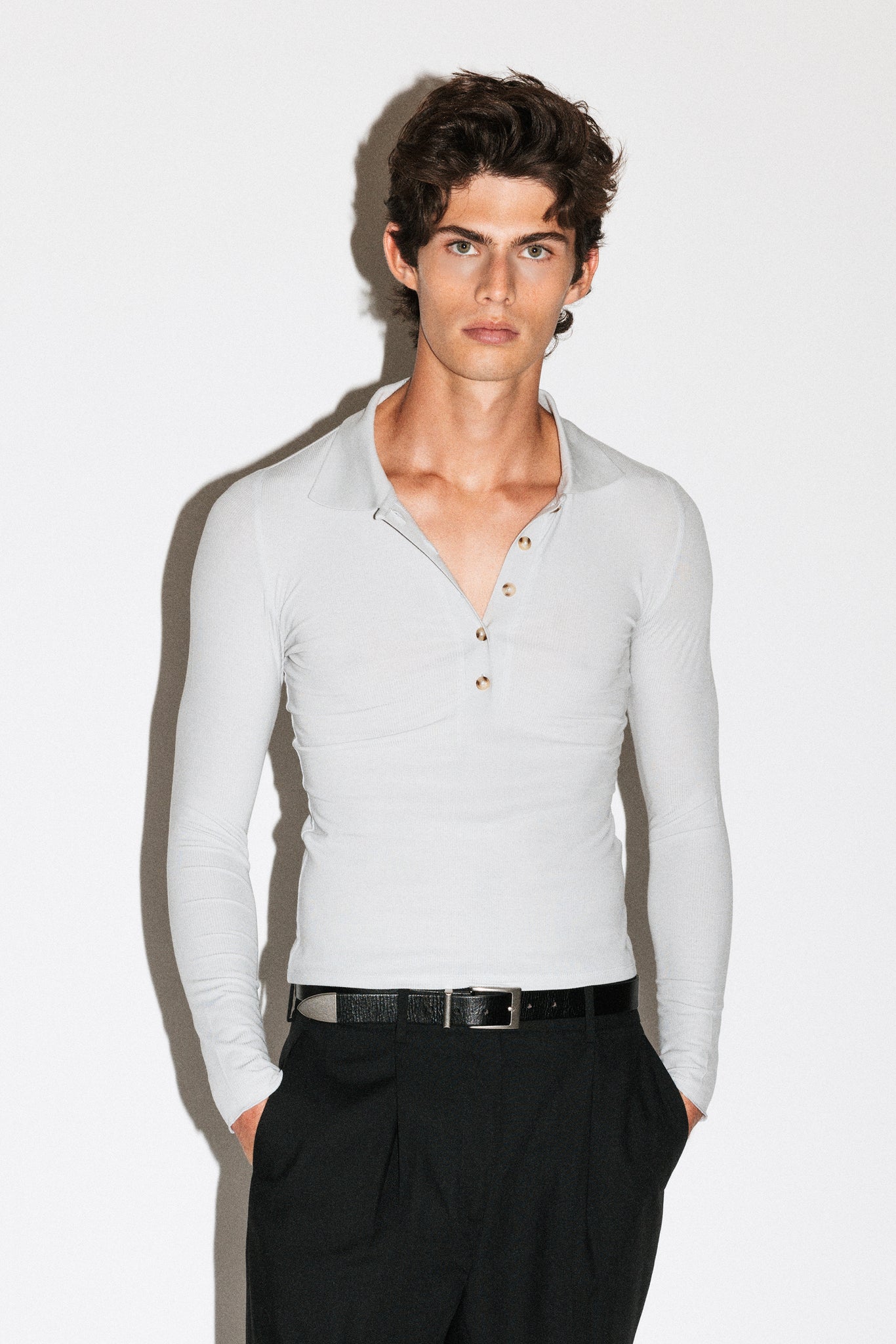 Willey Slim Silk Polo  |  Glacier