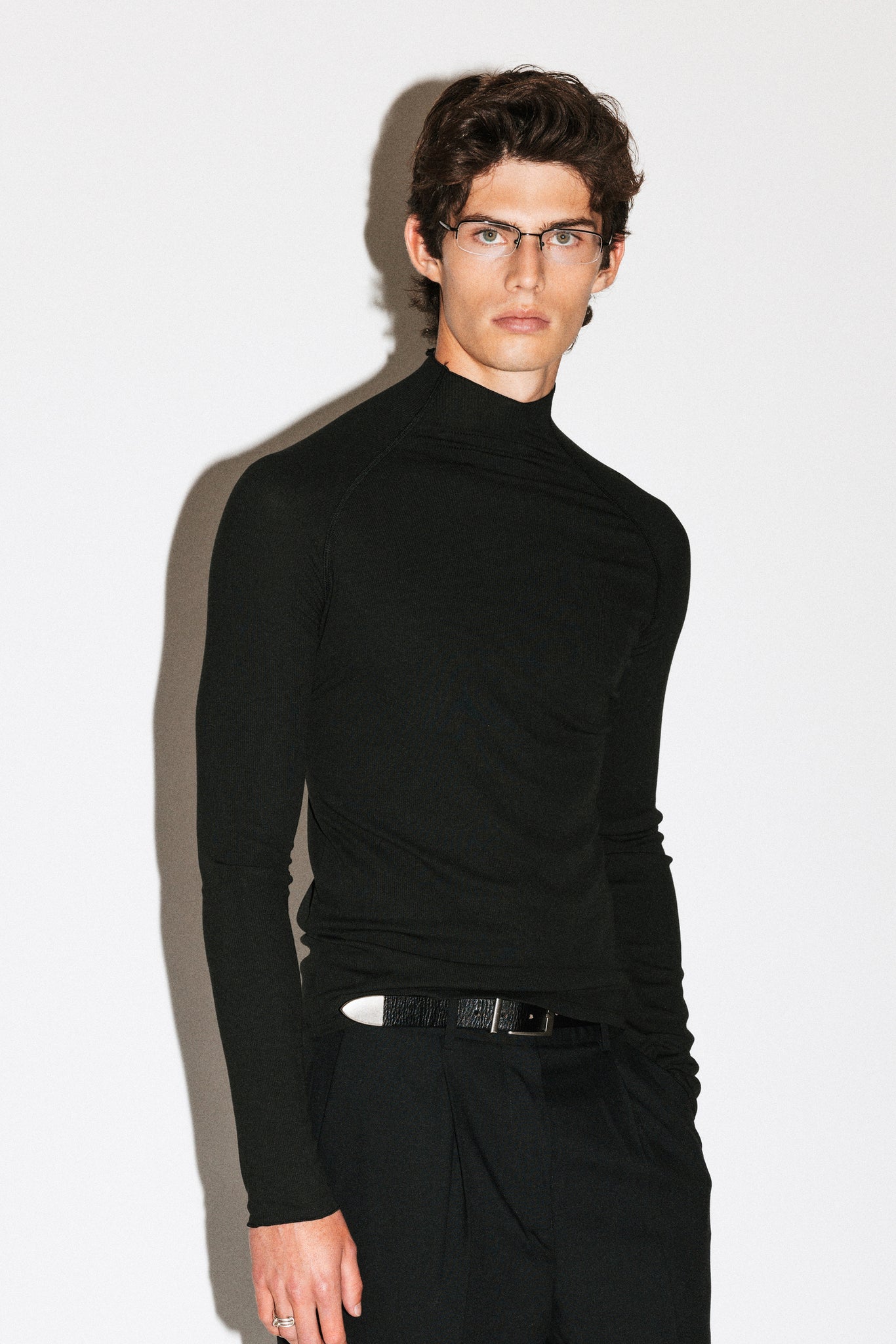 Lloyd Slim Silk Mockneck  |  Black