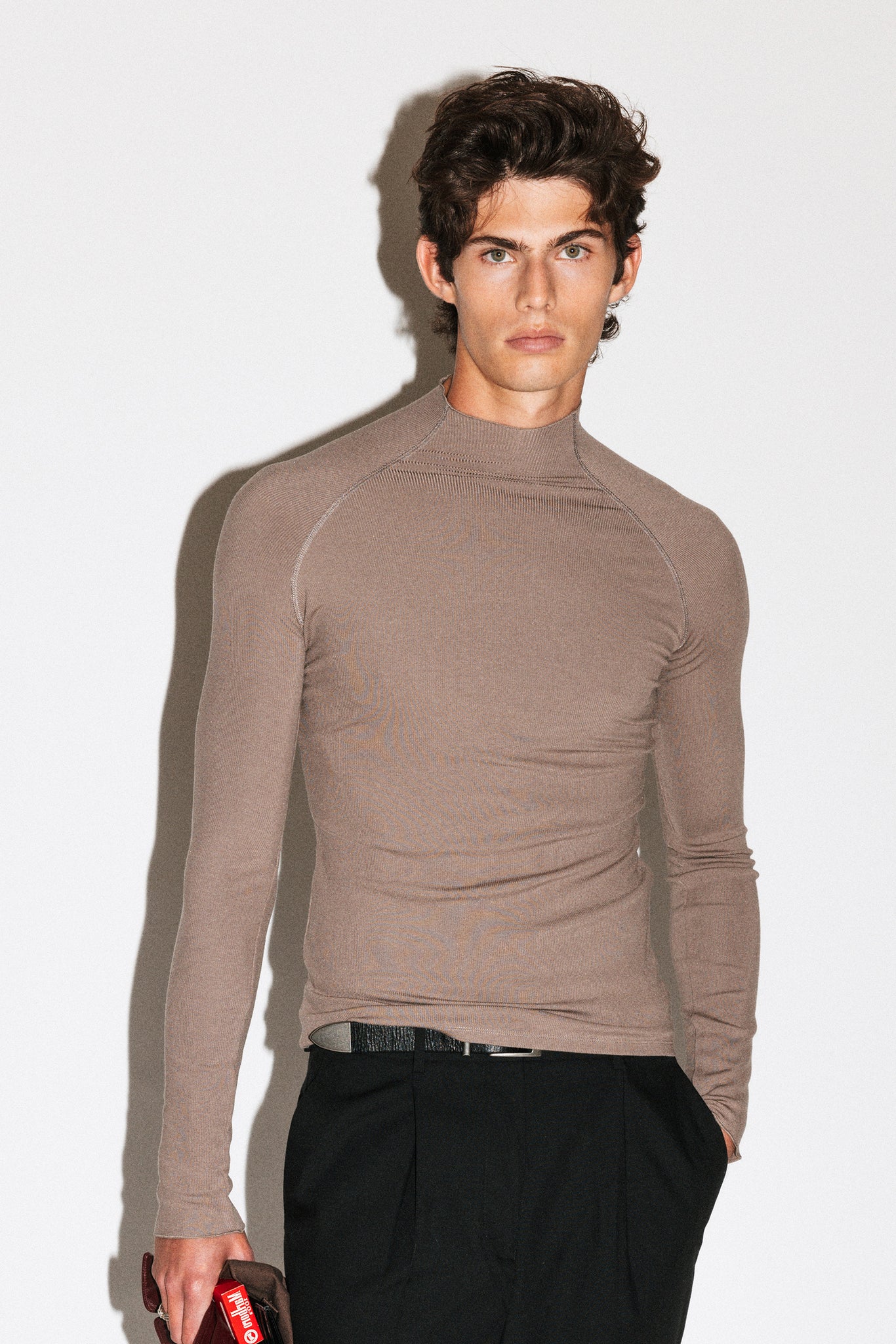 Lloyd Slim Silk Mockneck  |  Taupe