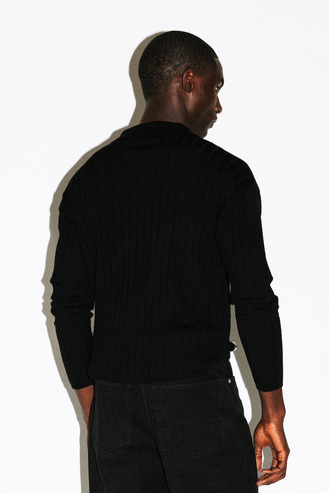 Vista Ribbed Wool Polo  |  Black