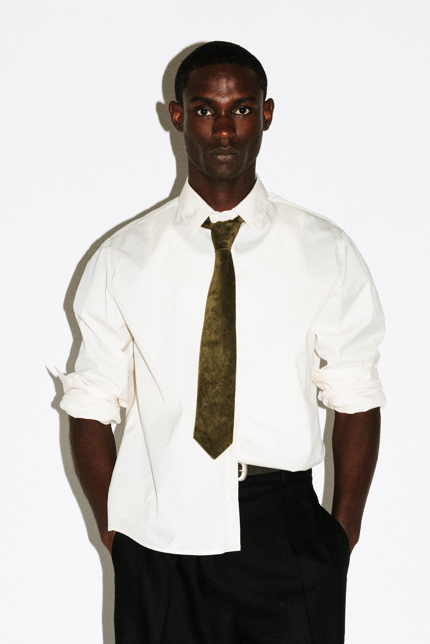 Reservoir Vegan Suede Textural Tie  |  Moss