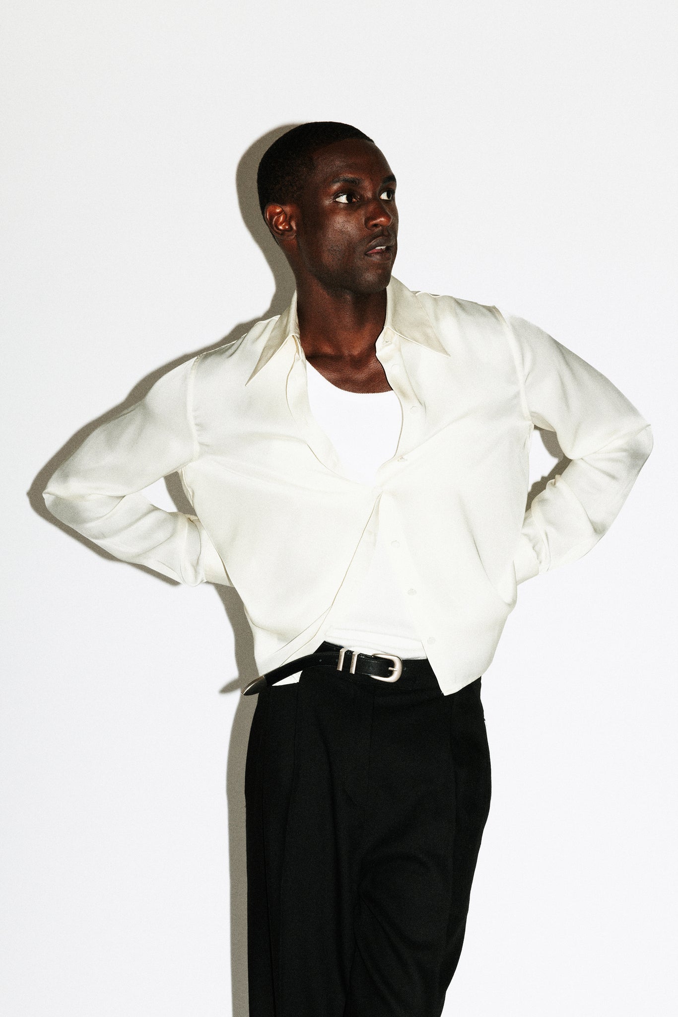 Bedford Fluid Gloss Satin Shirt  |  Ivory