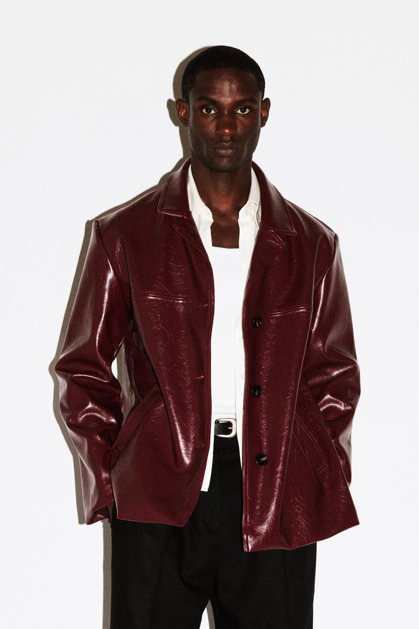 Dark Red Vinyl Jacket Mens Pvc Vinyl Biker Jacket Vinyl Jacket
