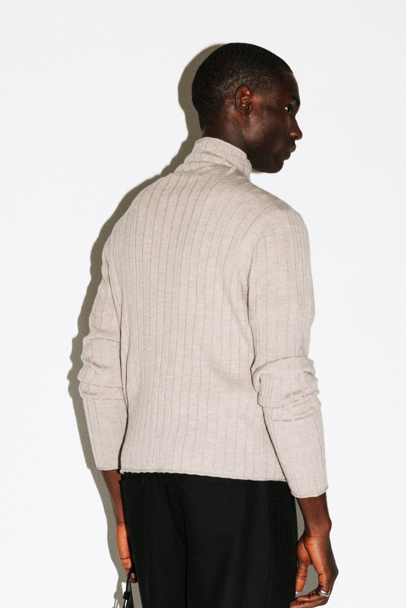 Dayton Slim Ribbed Wool Mockneck  |  Oat