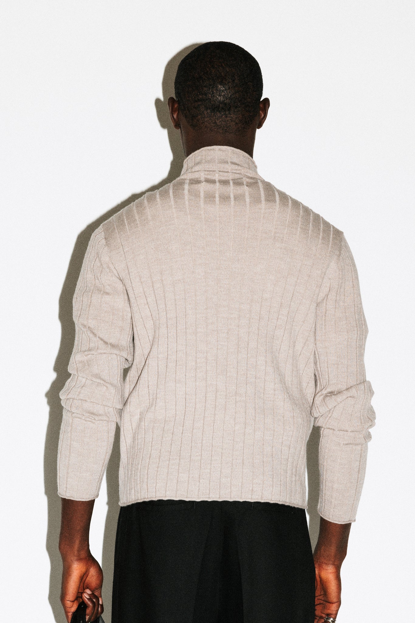 Dayton Slim Ribbed Wool Mockneck  |  Oat