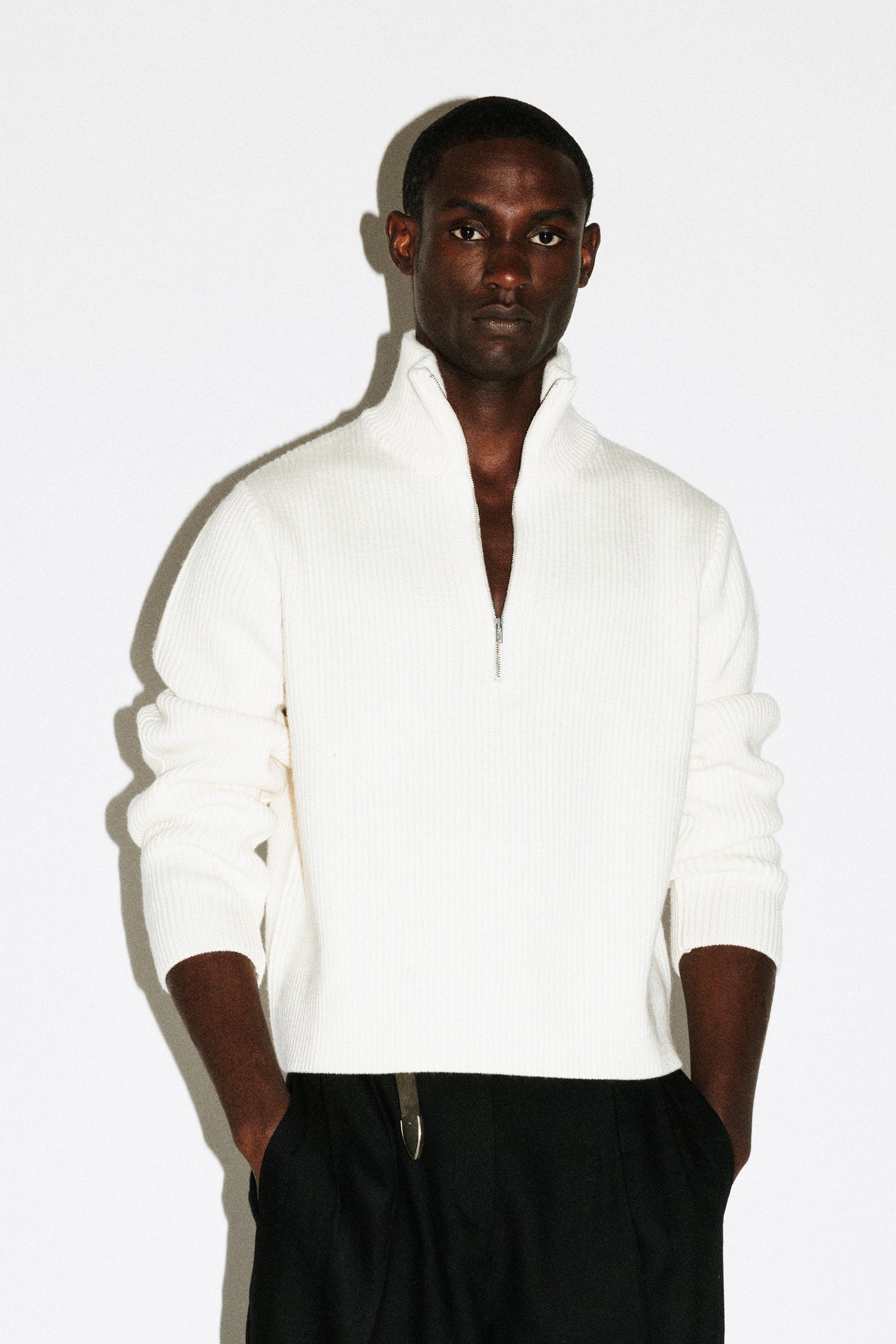 Walden Chunky Half-Zip Wool Sweater  |  Bone