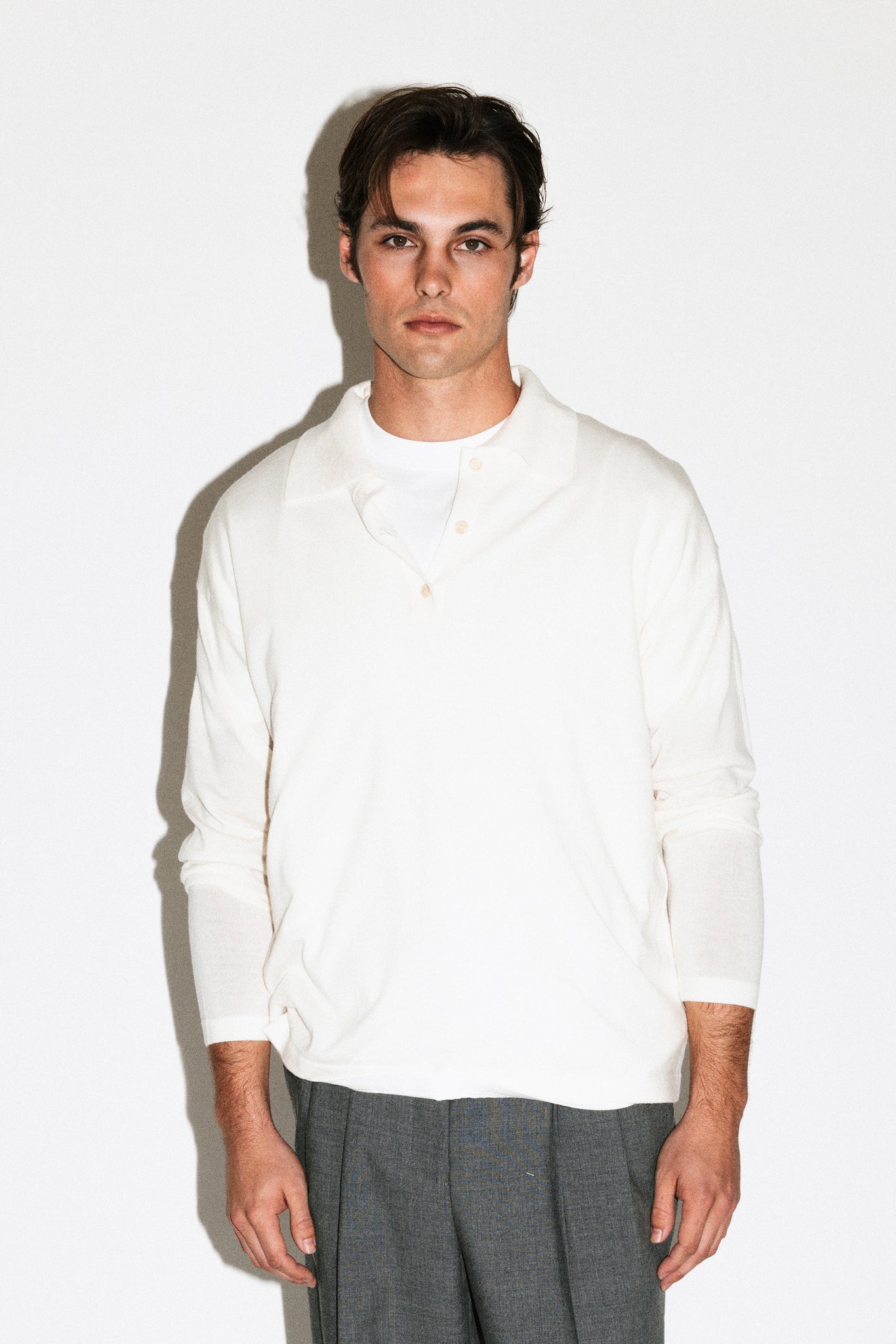 Lakeview Long Sleeve Merino Polo  |  Milk