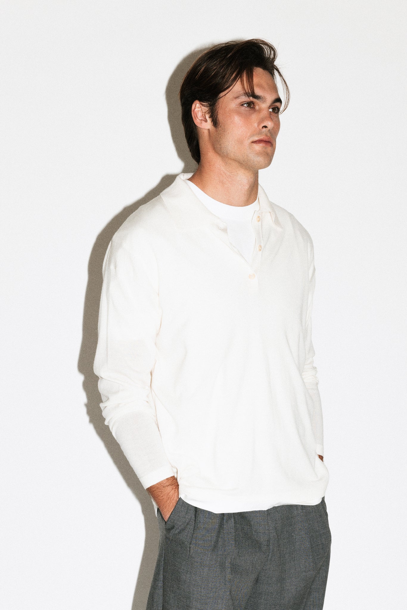 Lakeview Long Sleeve Merino Polo  |  Milk