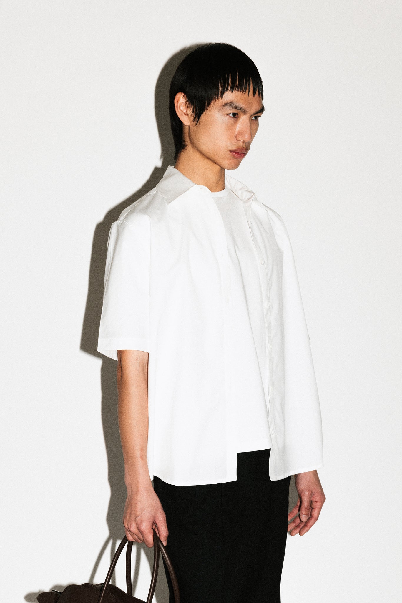 Zephyr Boxy Short-Sleeve Button Up Shirt  |  White