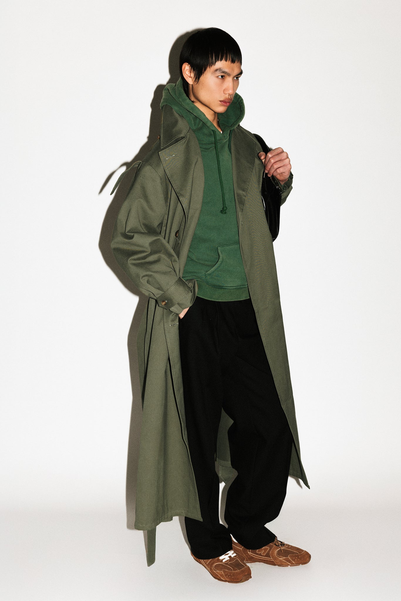 Julian Oversized Trench Coat | Khaki Green