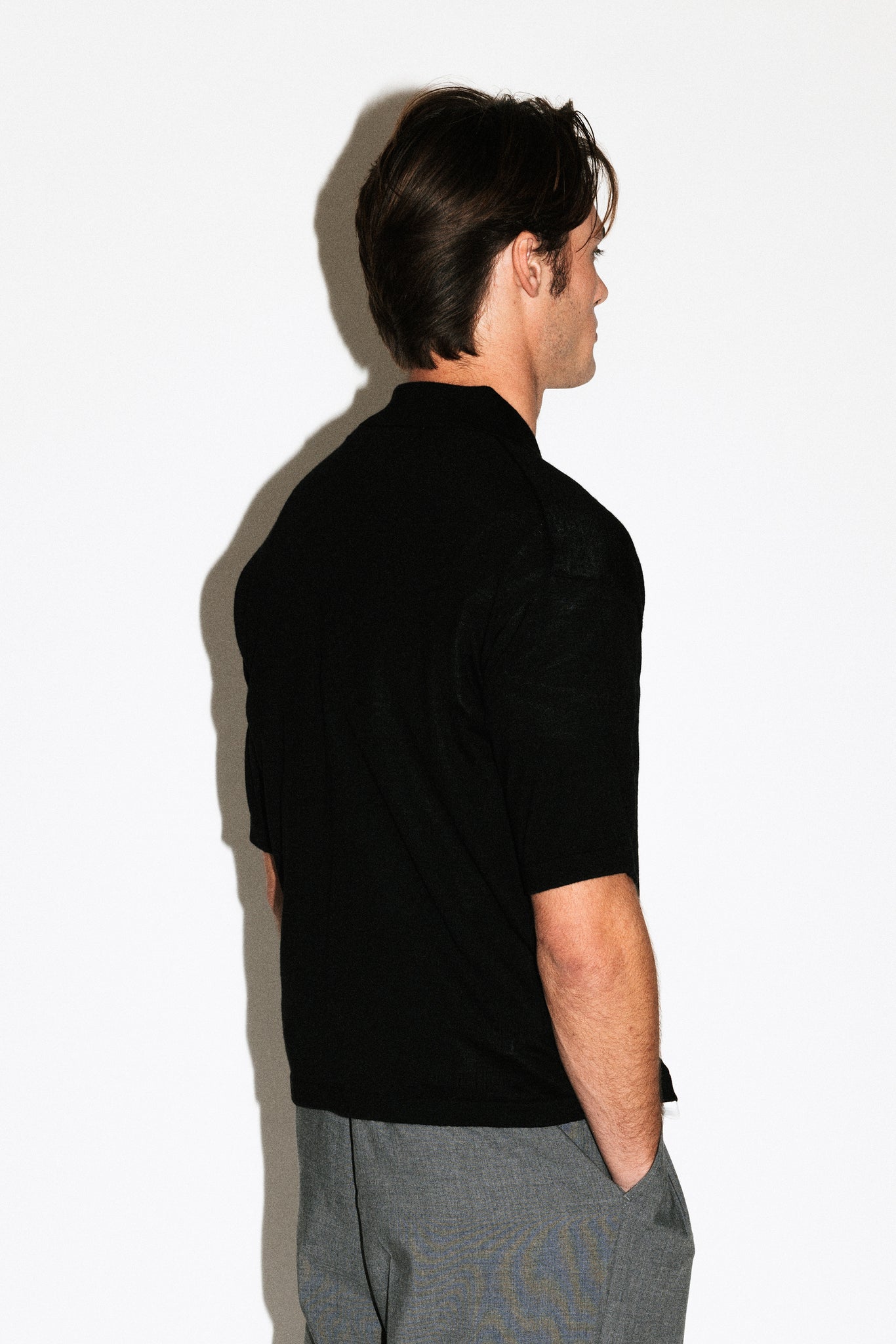 Deane Oversized Merino Polo  |  Black