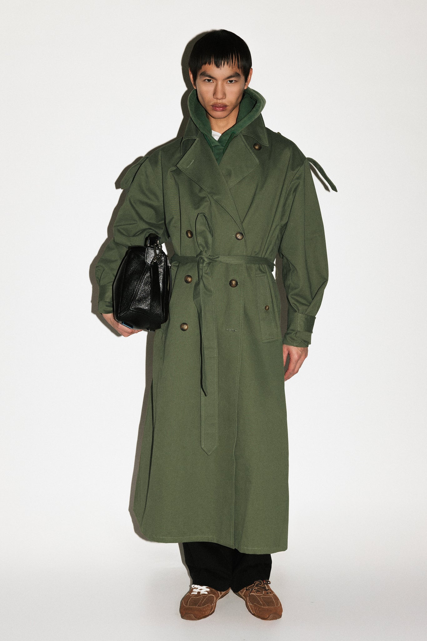 Julian Oversized Trench Coat Khaki Green