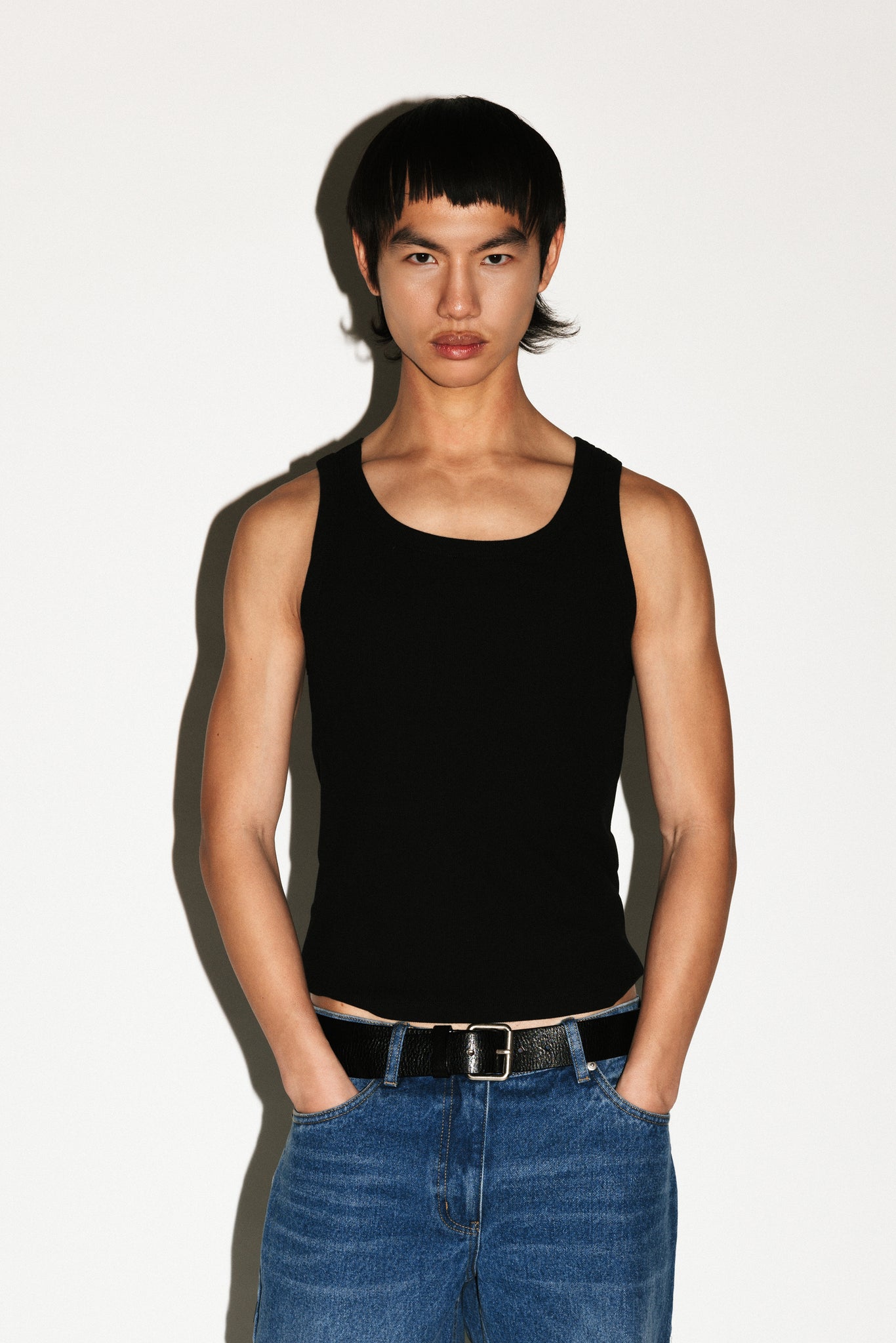 Wavecrest Square Neck Slim Tank  |  Black