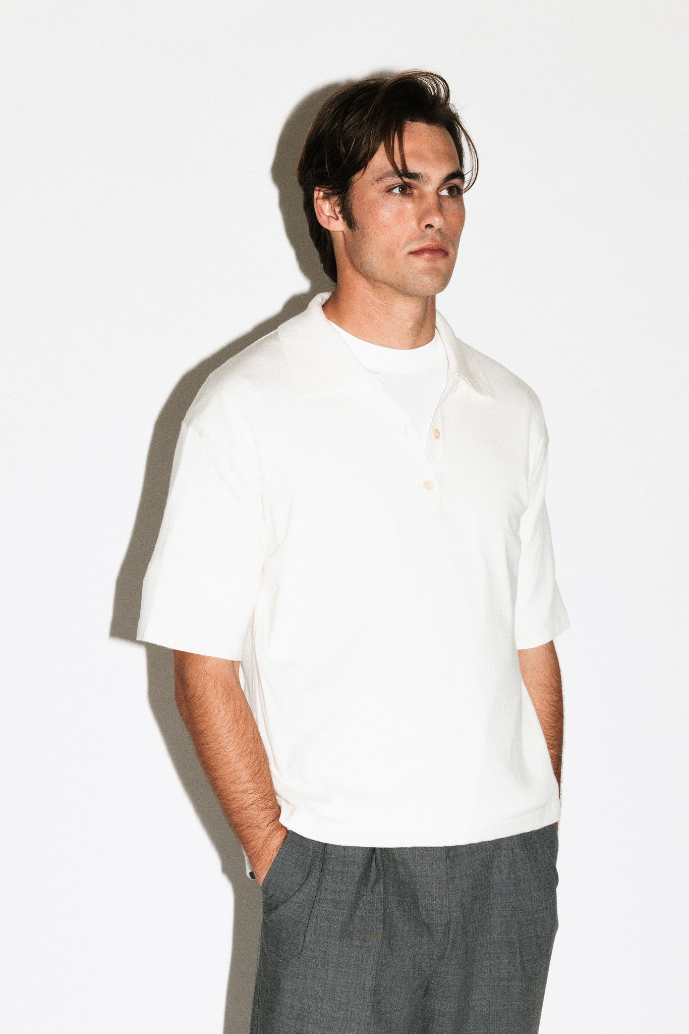 Deane Oversized Merino Polo  |  Milk