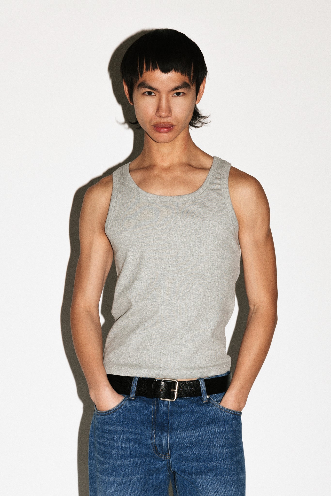 Wavecrest Square Neck Slim Tank  |  Grey Melange