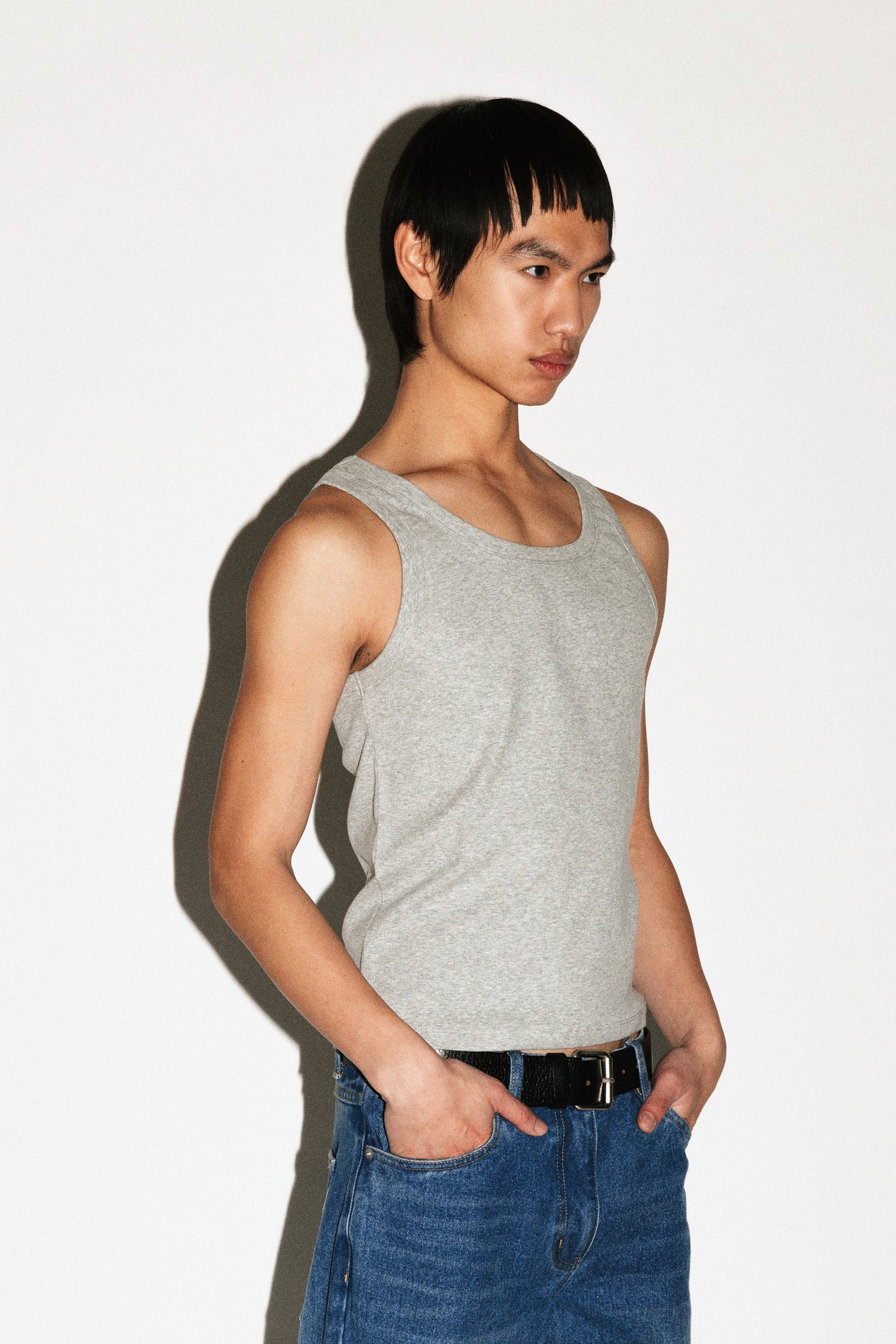 Wavecrest Square Neck Slim Tank  |  Grey Melange