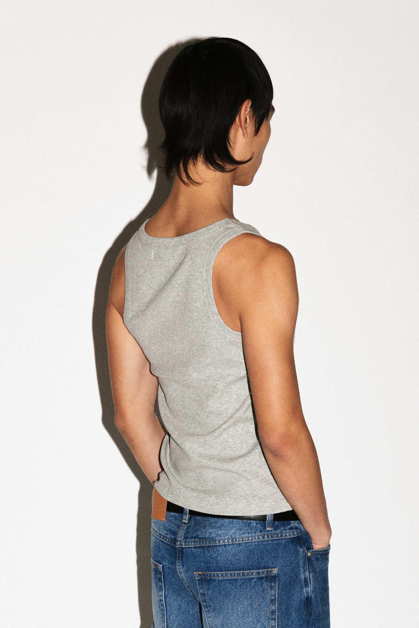 Wavecrest Square Neck Slim Tank  |  Grey Melange