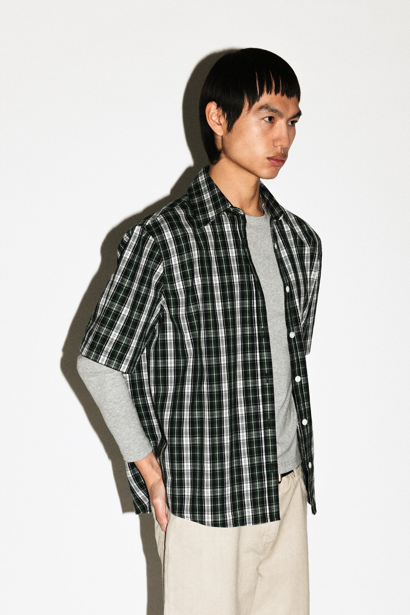 Zephyr Boxy Short-Sleeve Button Up Shirt  |  Plaid