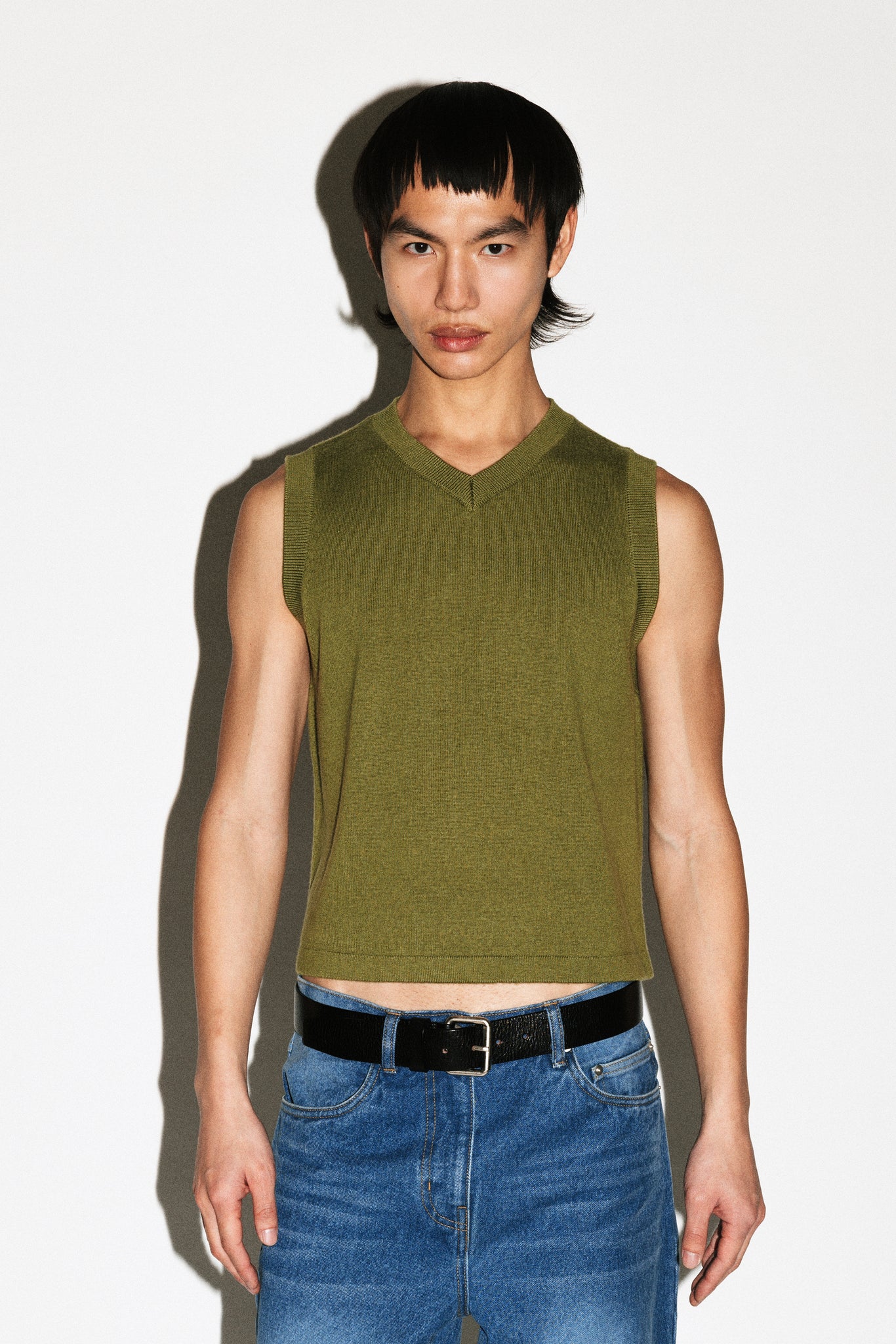 Berkeley Merino V-Neck Vest  |  Dill